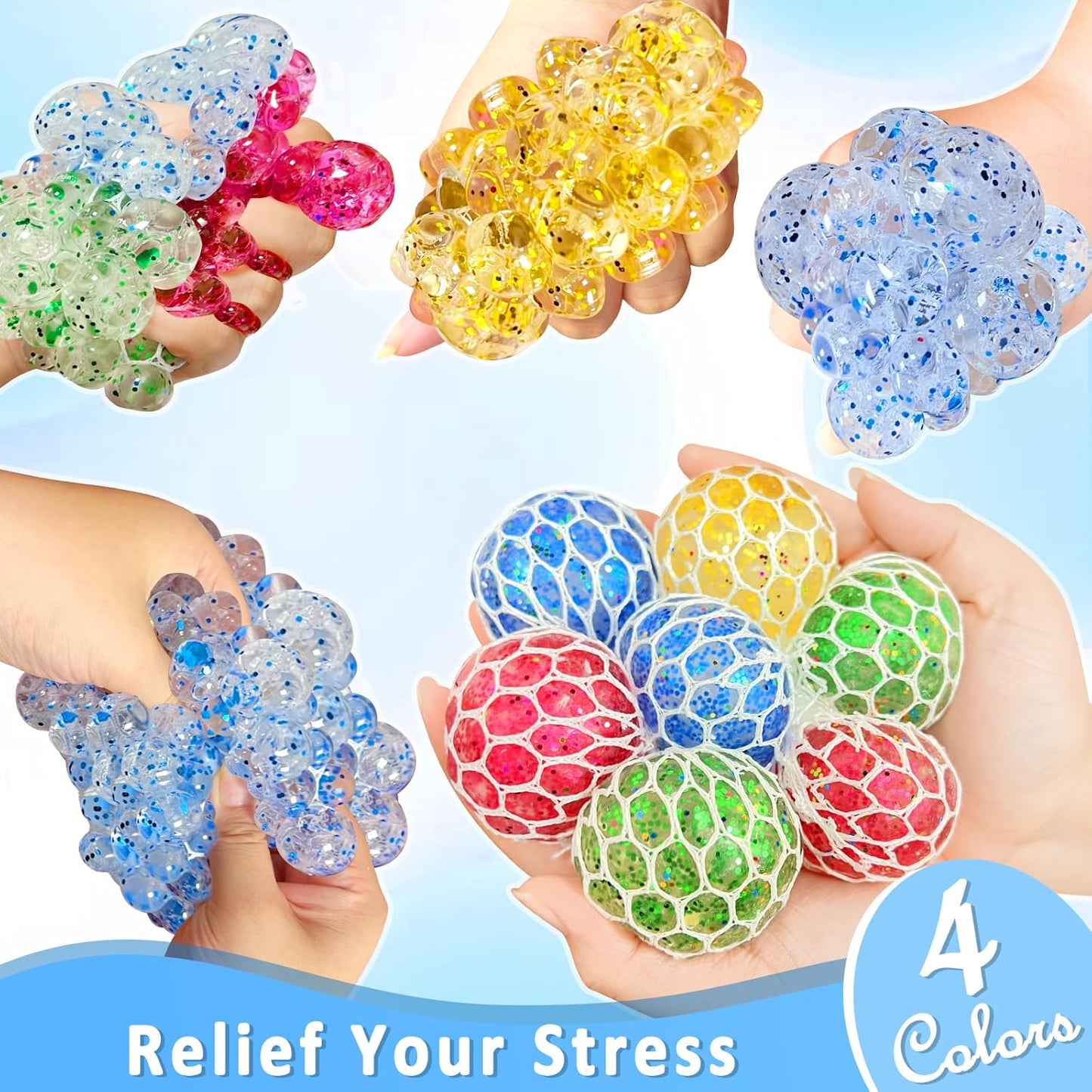 24 Pack Stress Balls Set Fidget Toys for Kids,Christmas Party Favors for Boys Girls School Class Birthday Gifts,Squeeze Balls Bulk,Game Prizes and Goodie Bag Christmas Stocking Stuffers Filler