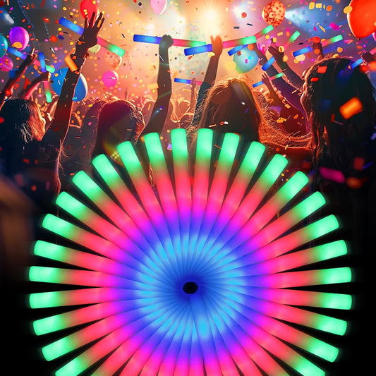 225 Foam Glow Sticks, Foam Light Up Sticks Party Supplies with 3 Mode Colorful Flashing, Glow Sticks Bulk Party Pack, Led Foam Sticks for Birthday, Wedding, New Year, Carnival, Concert
