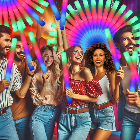 112 PCS Foam Glow Sticks, Foam Light Up Sticks Party Supplies with 3 Mode Colorful Flashing, Glow Sticks Bulk Party Pack, Led Foam Sticks for Birthday, Wedding, New Year, Carnival, Concert