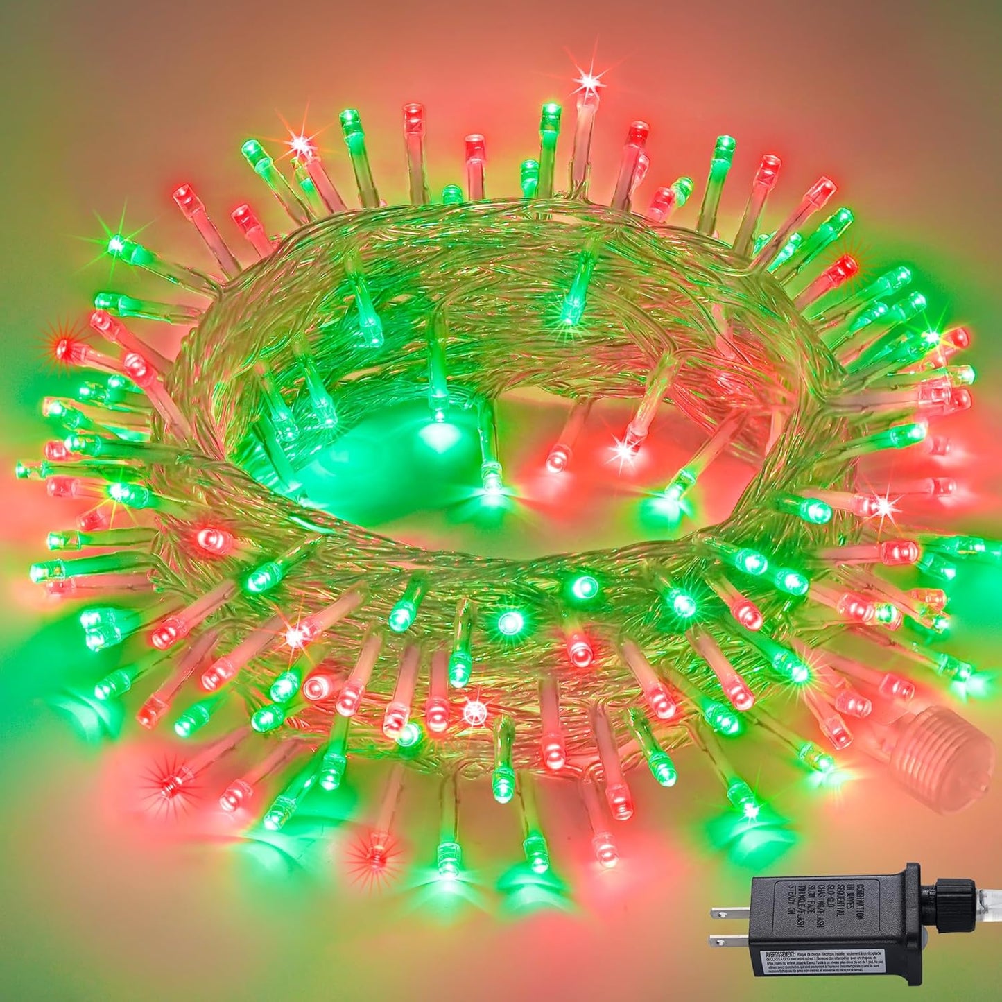JMEXSUSS 200 LED Red and Green Halloween Lights Outdoor, 66ft Christmas String Lights Indoor Clear Wire Plug in for Bedroom Party Christmas Tree Halloween Decorations