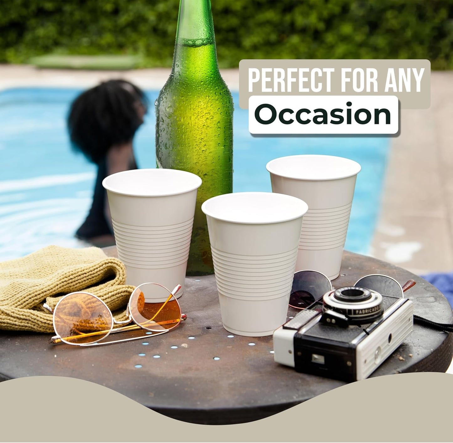 18 Oz Ivory Plastic Cups For Party Supplies 50 Pack | Ivory Disposable Cups Plastic | Disposable Drinkware For Parties, Events & Everyday