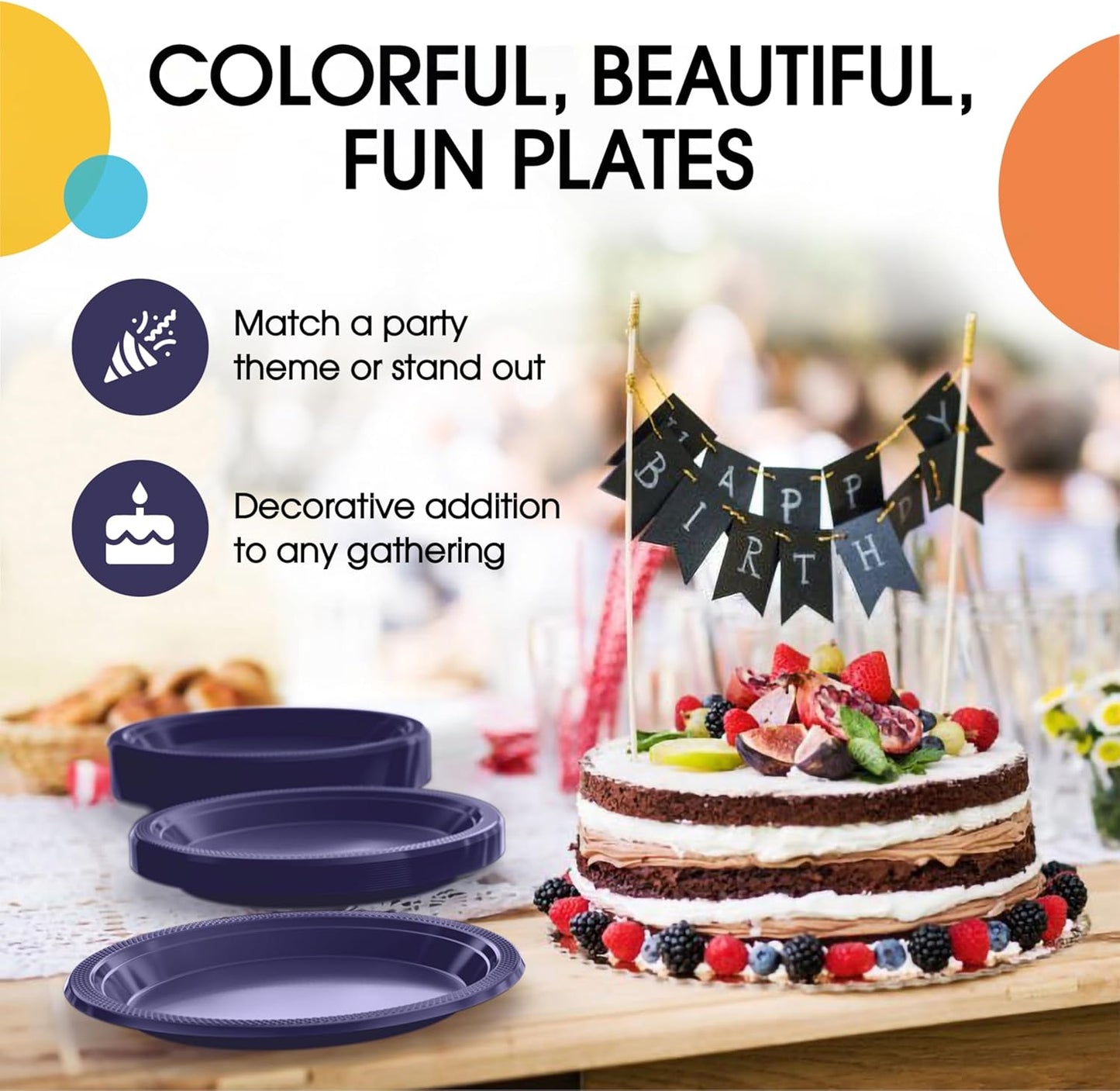 Exquisite Party Solids Navy Plastic Plates For Party 10" Navy Disposable Plates Heavy Duty 100 Pcs Plastic Dinnerware Sets Heavy Duty 350 GSM Disposable Dinnerware Set