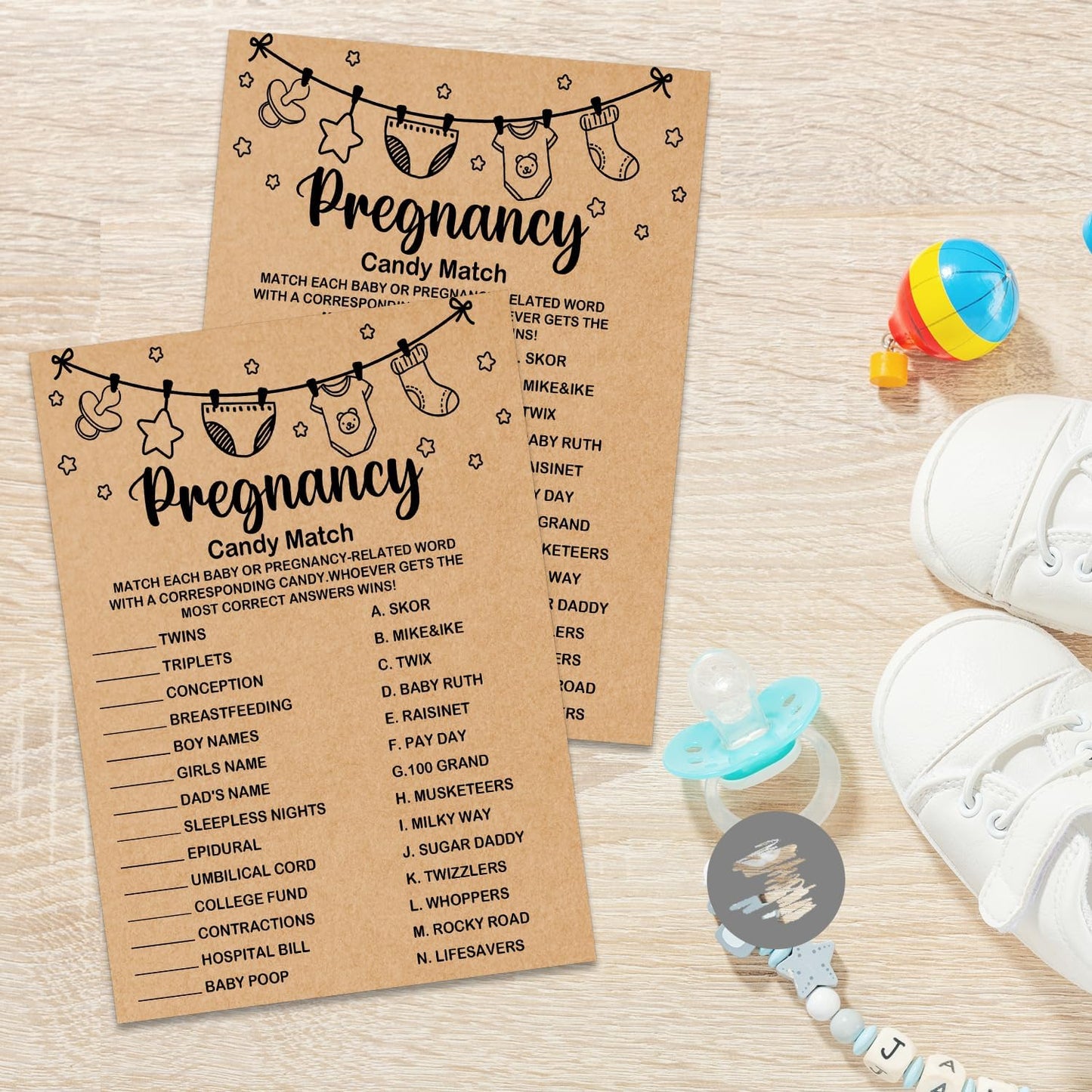 Baby Shower Game, Pregnancy Candy Match, 30 Game Cards Included, Kraft, Medium