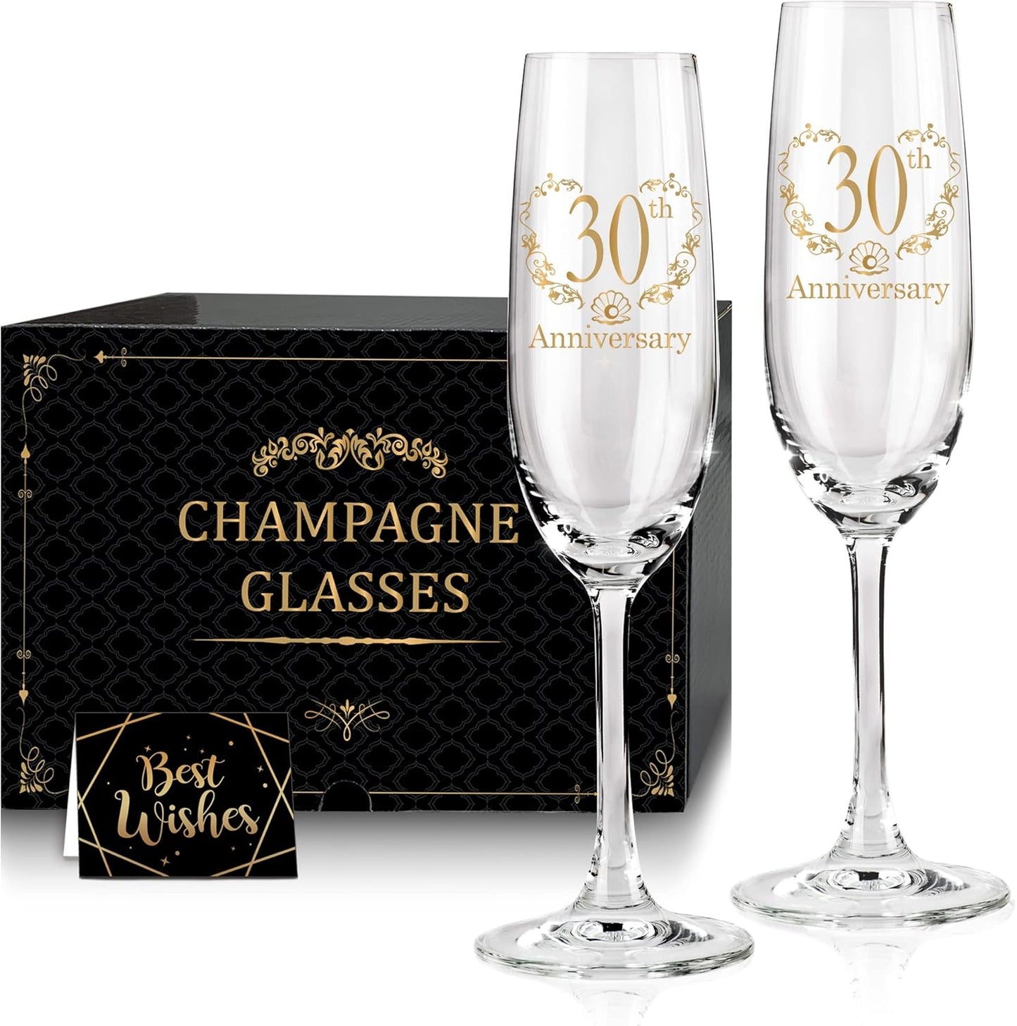 30th Anniversary Champagne Flutes, 30th Wedding Anniversary Couple Gifts, Wedding Anniversary Champagne Flutes Glasses Set of 2, Couples gifts, Anniversary 30th Gifts for Parents