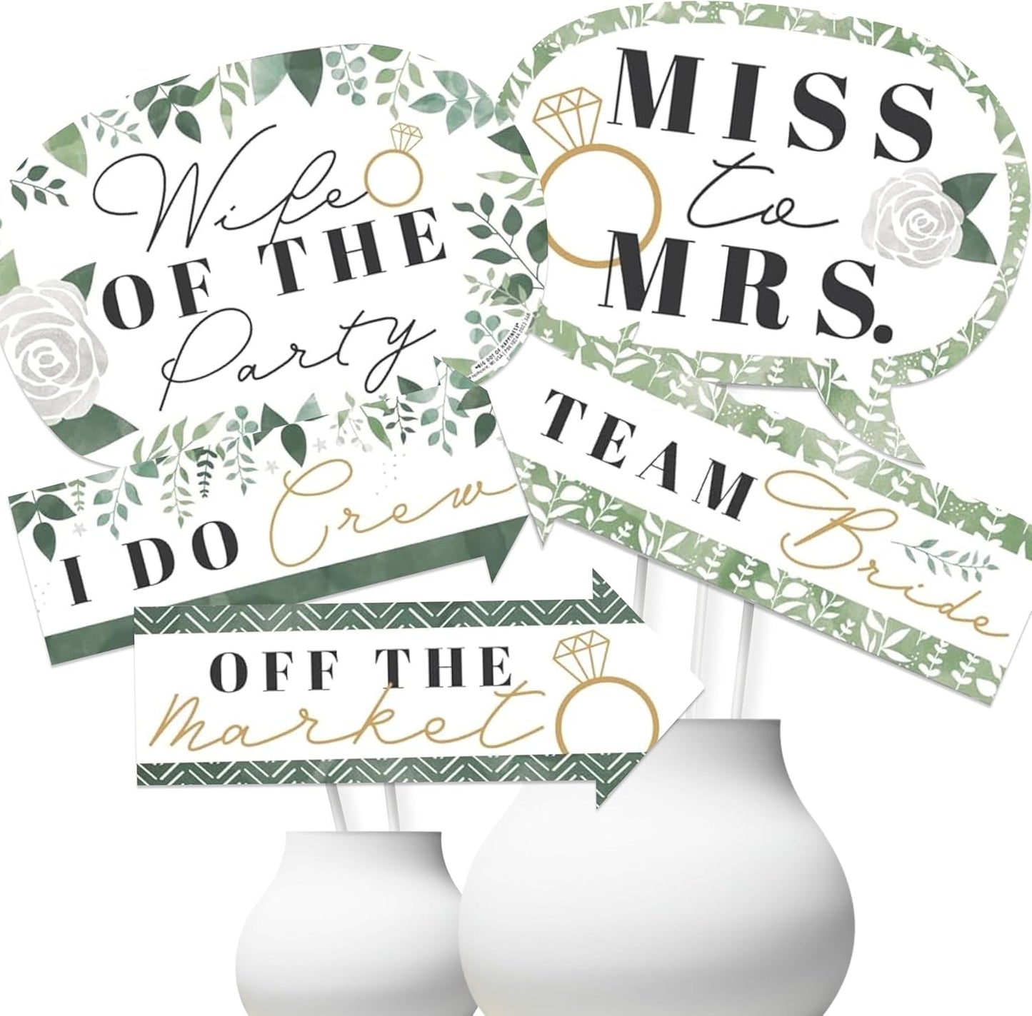 Big Dot of Happiness Funny Boho Botanical Bride - Greenery Bridal Shower and Wedding Party Photo Booth Props Kit - 10 Piece