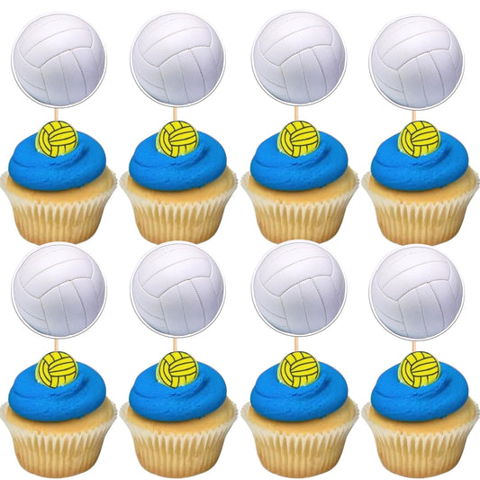 36 PCS Volleyball Cupcake Toppers Sports Ball Cupcake Picks Volleyball Game Player Birthday Cake Decoration for Sports Volleyballs Theme Baby Shower Birthday Party Decorations Supplies