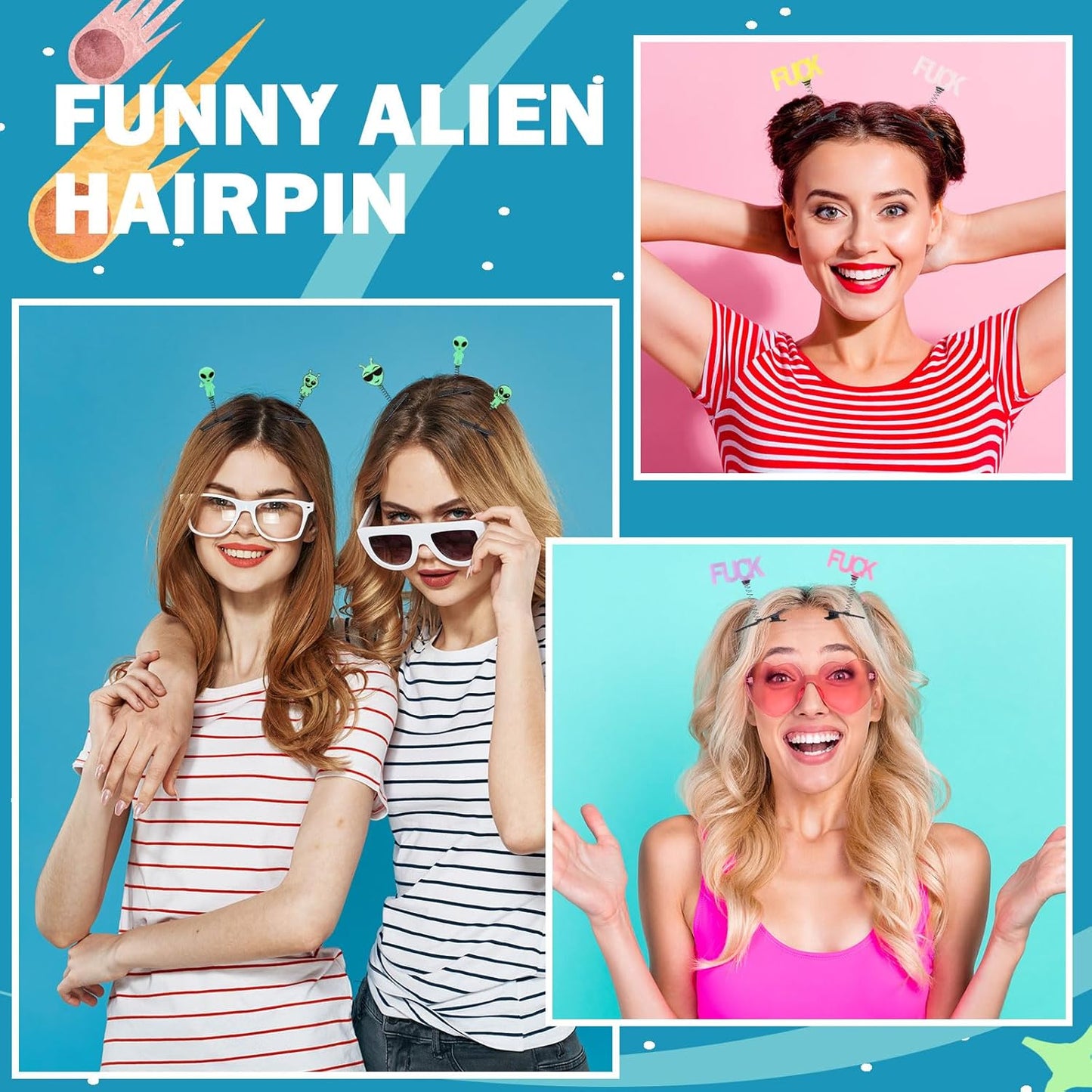 30 Pcs Mini Glow Hair Clips Girls Rave Hair Clips for Women Christmas Music Festival Holiday Party Supplies (Alien)