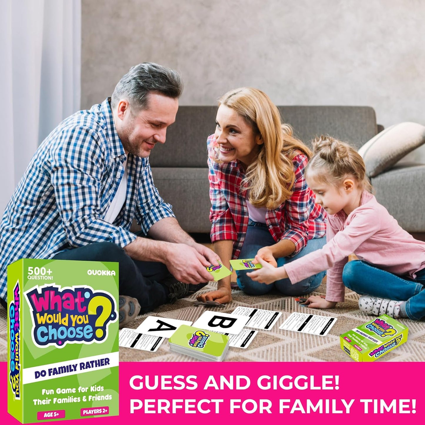 QUOKKA Board Game for 8-12 Year Olds - Family Edition - Family Card Game for Kids Ages 5-8 - What Would You Choose | Do Kids Rather? | Pick Your Answer | Get to Know Night for Children and Parents