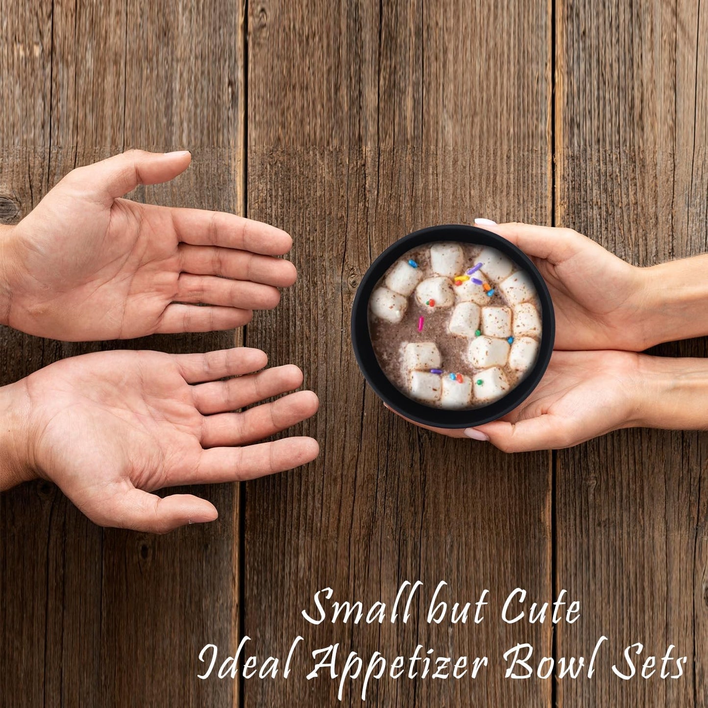 Wrova wheat straw snack bowls 10oz set of 8 - Unbreakable Dessert Bowls for kids - Mini Bowls for Ice Cream,Snack and Fruits - Microwave & Dishwasher Safe Appetizer Bowl Sets - Black