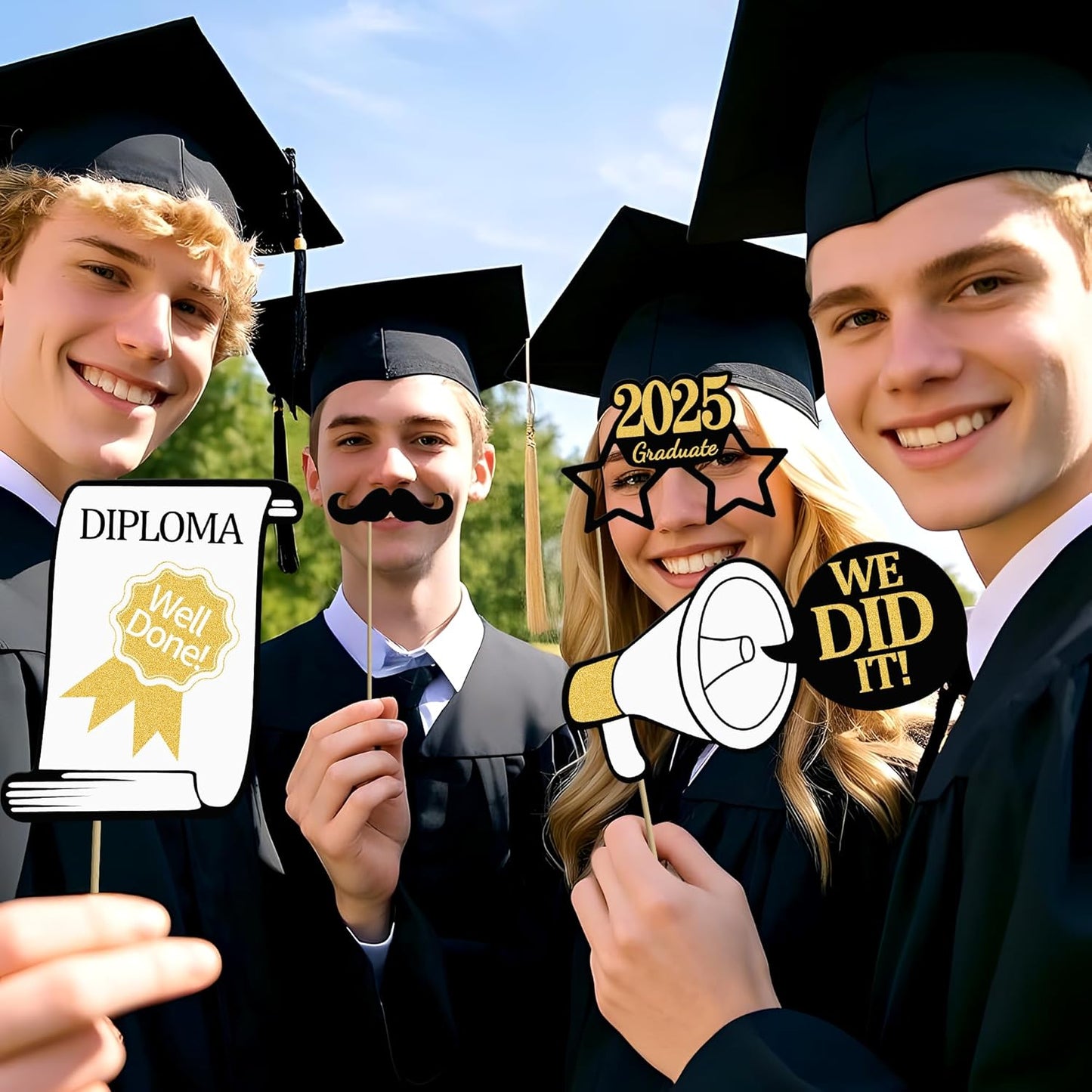 Grad Party Graduations 2025, Kaluofan 25PCS Graduation Photo Props, 2025 Graduation Decorations Photo Booth Props, Funny Grad Party Photo Selfie Decoration 2025 for High School University
