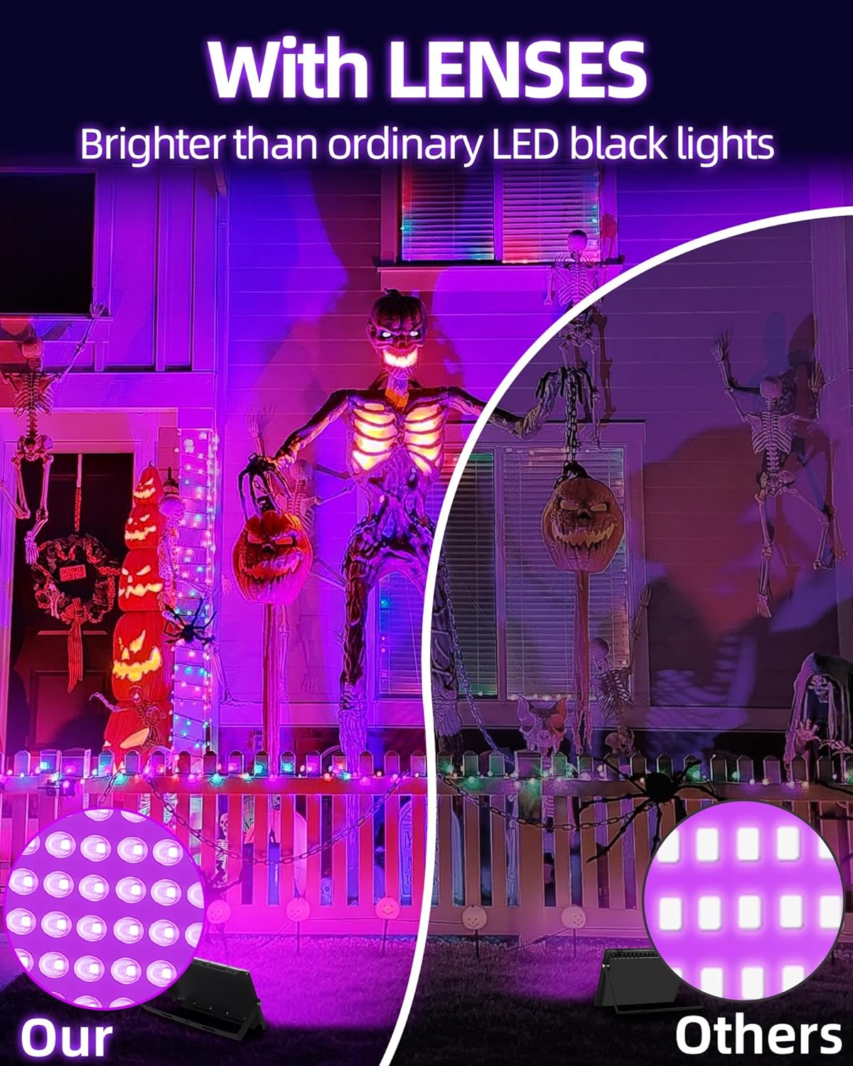 100W LED Black Lights IP66 Waterproof Black Light Outdoor with 5.9ft Plug+Switch,Flood Blacklight for Halloween Glow in The Dark Party Stage Light Neon Glow Birthday 2 Pack
