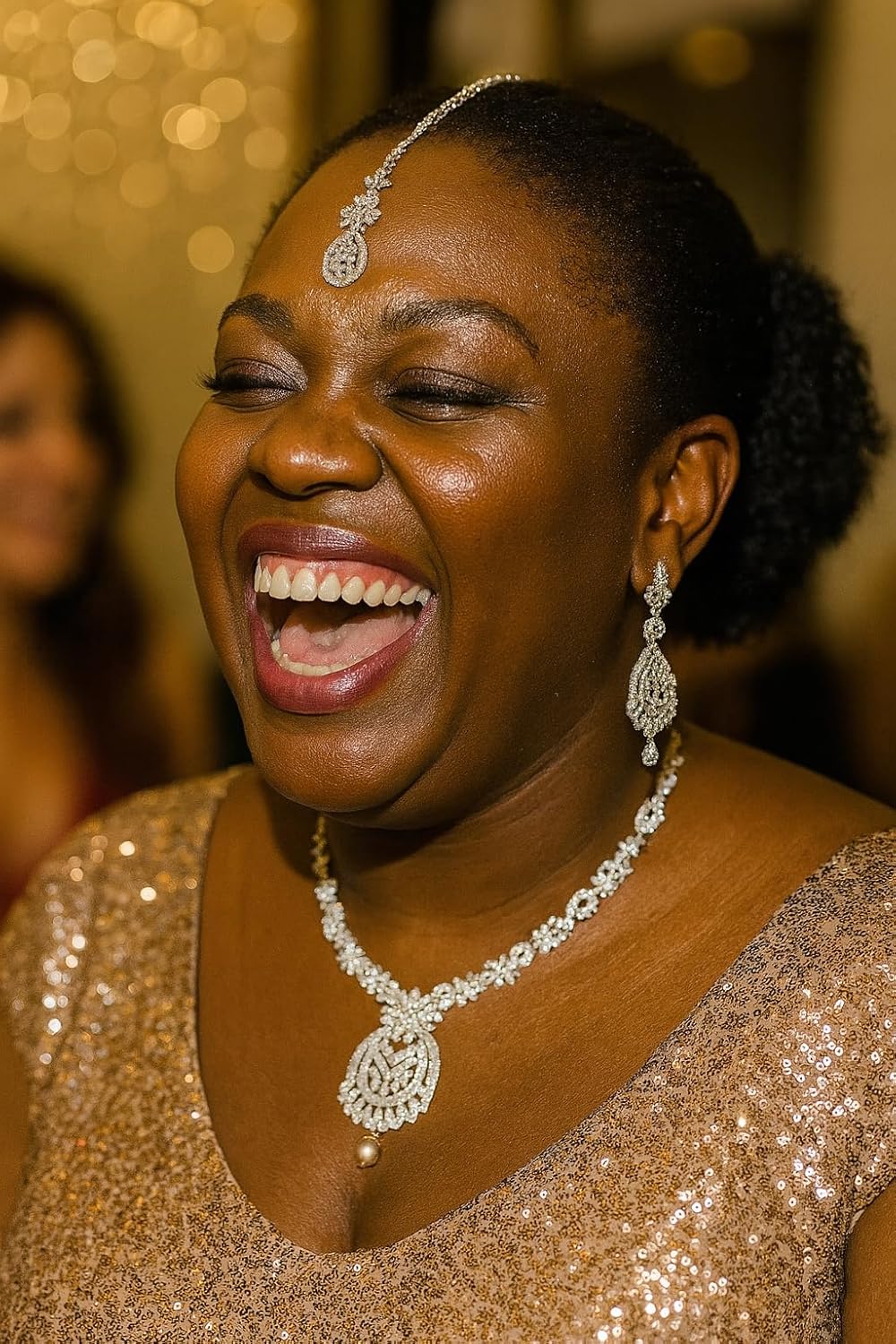 Touchstone Indian jewelry sets for women maang tikka wedding guest gold necklace bollywood jewellery set pageant elegant prom bride accessories western crystal chunky rhinestone necklaces