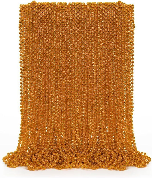 50PCS Bead Necklace, Orange Bead Necklaces Party Favors Bulk, 33" Mardi Gras Necklaces, Festival Parade Throw Accessories for Mardi Gras Halloween Wedding Party Celebrations Decorations