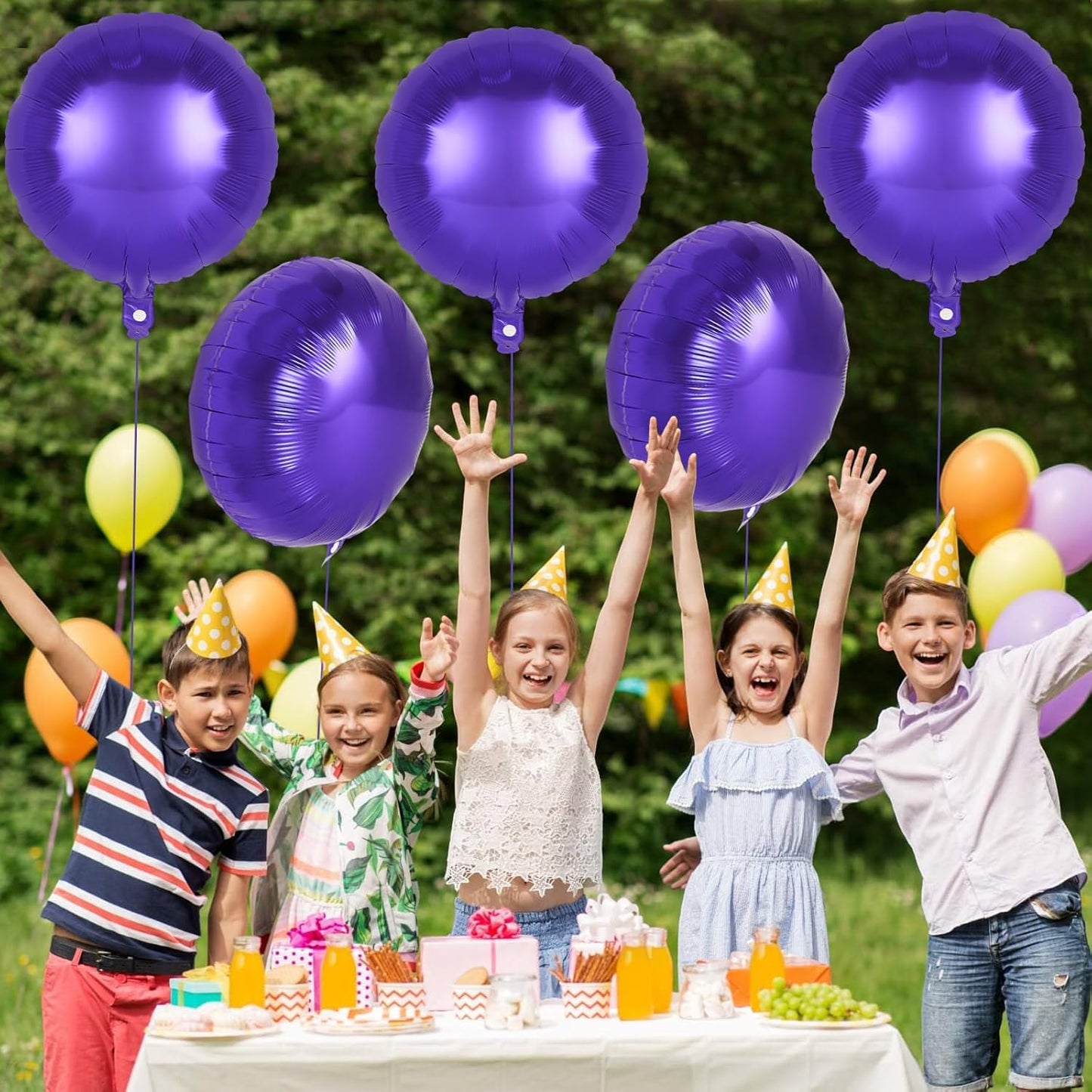 20 Pcs Purple Round Shaped Balloons,18 Inch Round Foil Balloon,Giant Round Mylar Balloon Helium Balloons for Birthday Party Baby Shower Wedding Decorations (Purple)