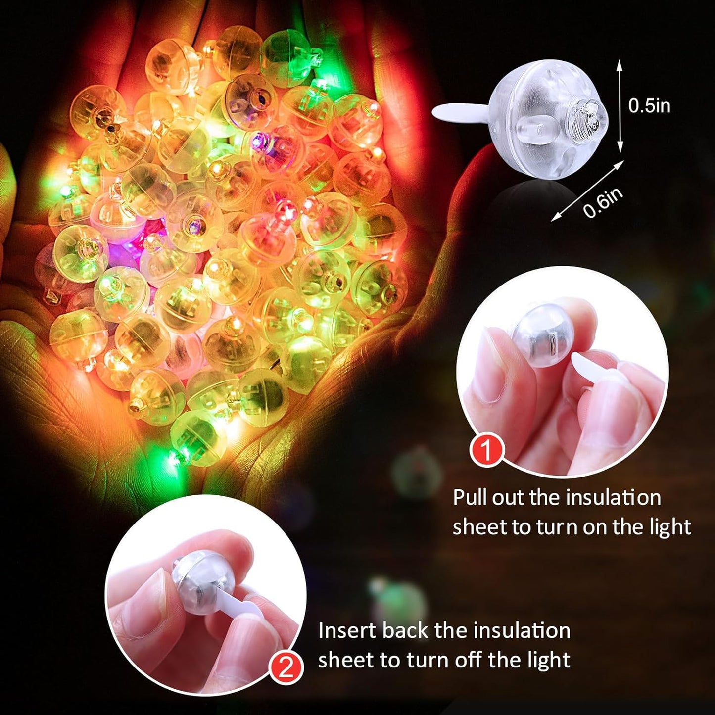 AIKEI 100pcs LED Balloon Lights, Mini Round Balls Lights Long Standby Time Lamp Waterproof for Balloon Paper Lantern Easter Decor Halloween Christmas Birthday Party Wedding Decoration