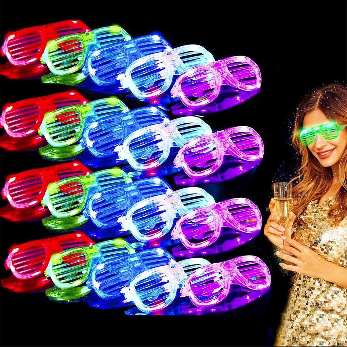 20 Pack LED Glasses Party Favors Light Up Glasses, Glow In The Dark Party Supplies Accessories for Adult, Glasses Neon Sunglasses Birthday Wedding Pool Helloween Back to School Party Favors