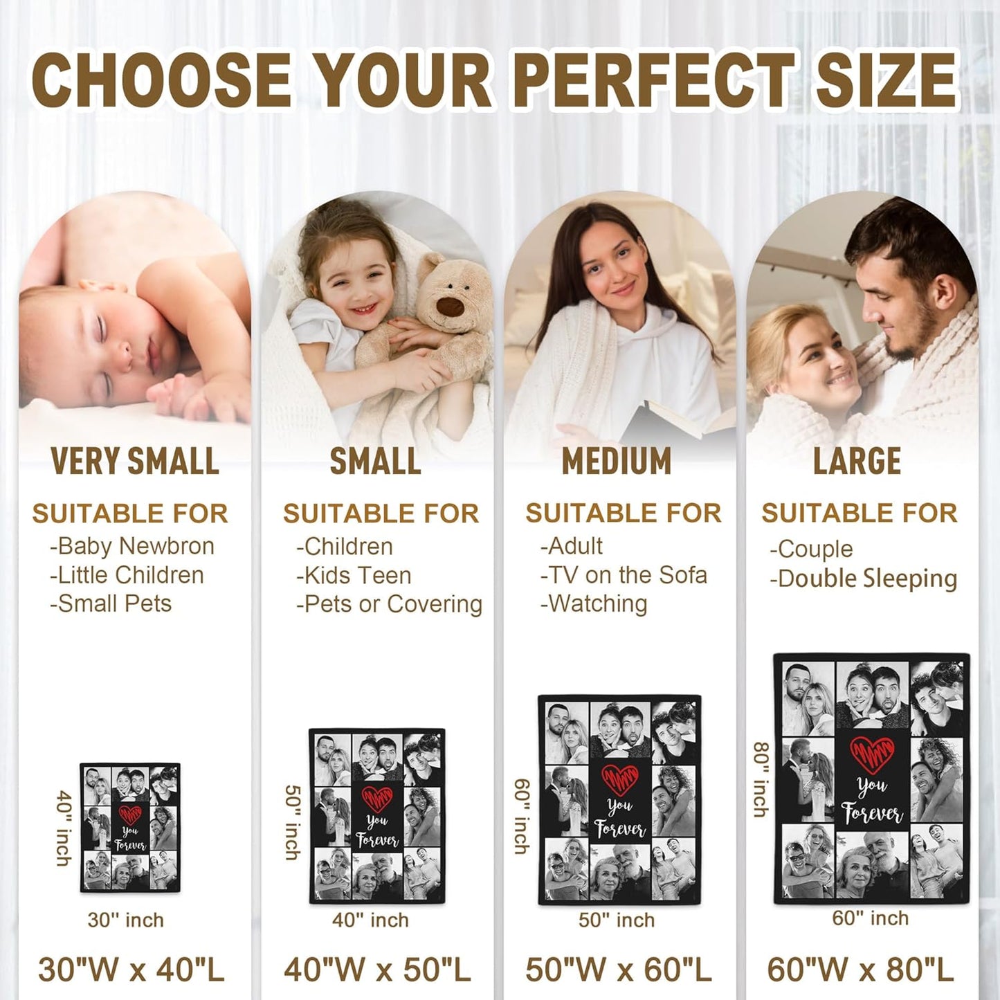 Yofair Ships Next Day, Custom Blanket with Picture Anniversary Wedding Gifts for Women Men Personalized Photo Blankets I Love You Couple Gift for Boyfriend Girlfriend Wife Husband