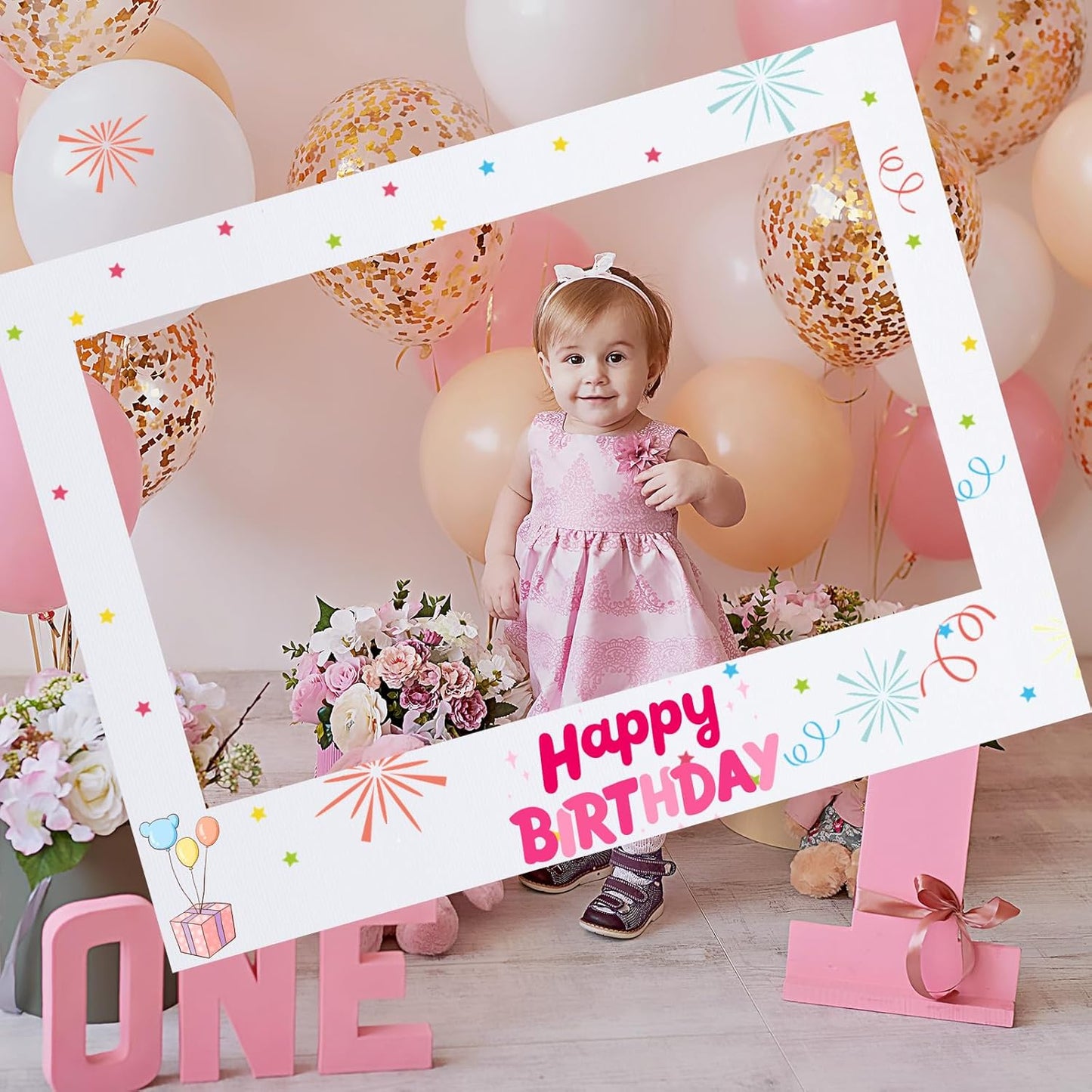 32 x 24 Inch Photo Booth Selfie Frame Prop Booth for Birthday Event Parties Large Blank DIY Cutout Props for Funny Decoration Christmas, Holiday Supplies