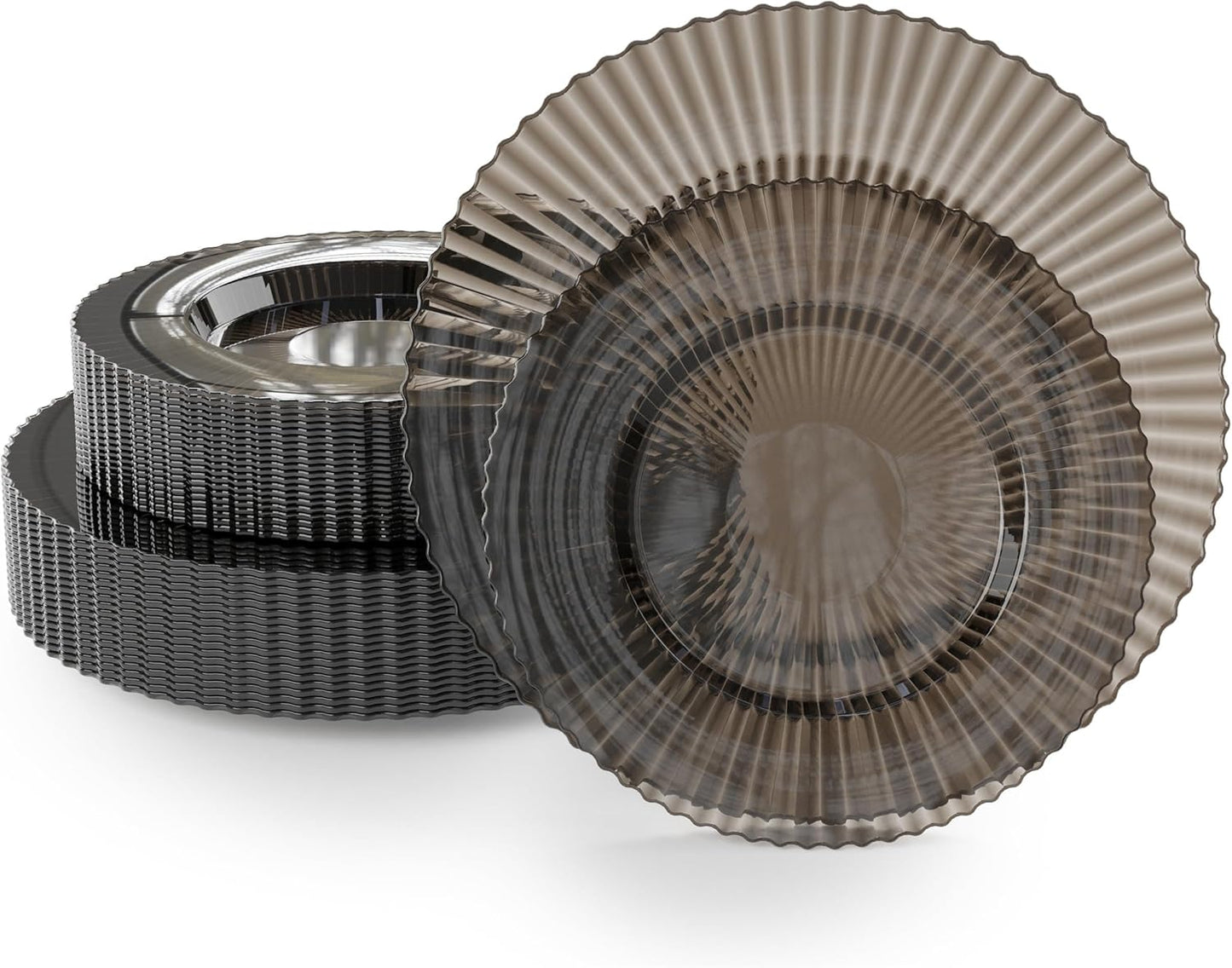 Exquisite 80 Piece Plastic Disposable Plates Set For 40 Guests I 20 X 9 Inch & 40 X 11 Inch Disposable Plastic Plates | Color: Brown | Great for Weddings Parties And Formal Occasions