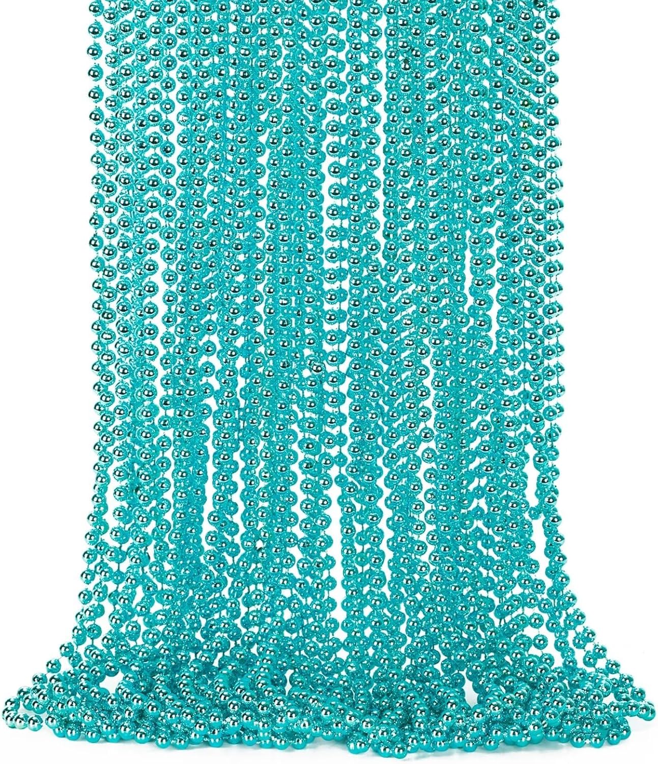 24PCS Mardi Gras Beads, Metallic Blue Bead Necklace Party Favors, 33" Mardi Gras Necklace Stuff, Festival Parade Throw Accessories for Wedding Birthday Gender Reveal Party Supplies Decor
