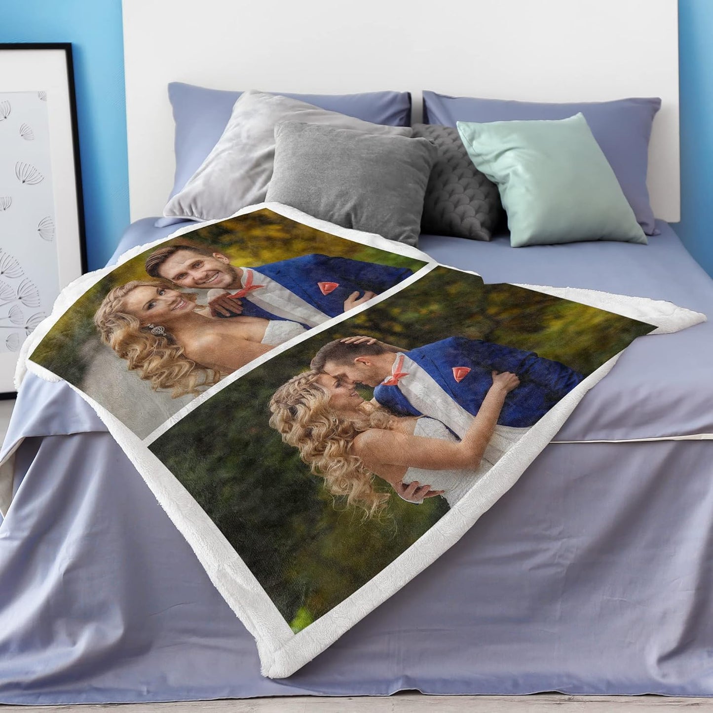 Custom Blanket with Photos Personalized Picture Throw Blankets Gifts for Women Lover Friend Customized Picture Gifts Flannel Blanket Christmas Anniversary Birthday Wedding 30"X40" Made in USA