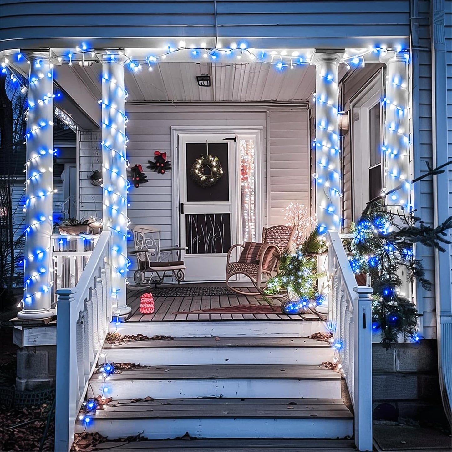 JMEXSUSS Blue and White String Lights Outdoor Indoor, 200 LED Christmas String Lights Clear Wire, 66ft Christmas Lights Plug in for Bedroom Tree Room Party Decorations