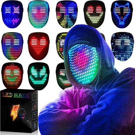 MEGOO Led Mask with Gesture Sensing | Light up Transforming Face Mask | Cool Digital Glow Mask | Perfect Gifts for Halloween Christmas Rave Dj Party Birthday