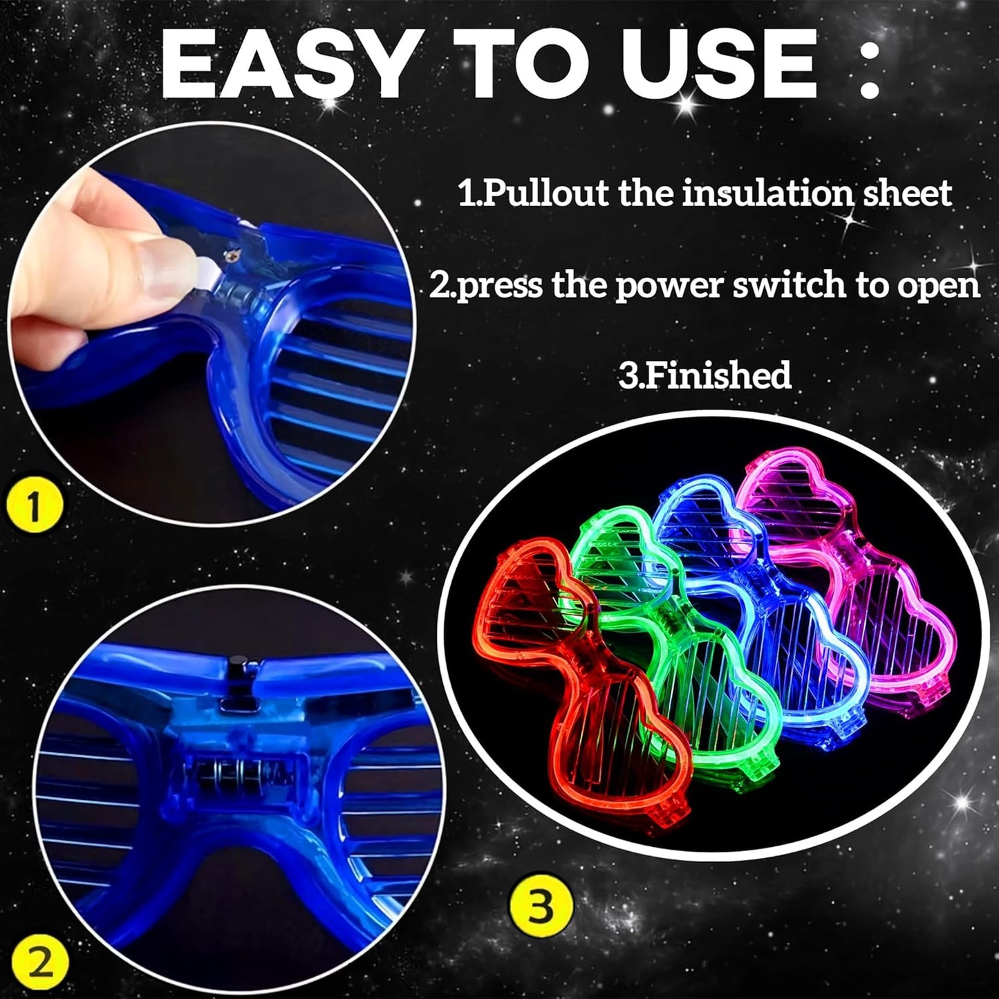 Fsmiling 24 Pack Light Up Glasses Adults Led Glasses Glow In The Dark Party Supplies for Adults Party Favor