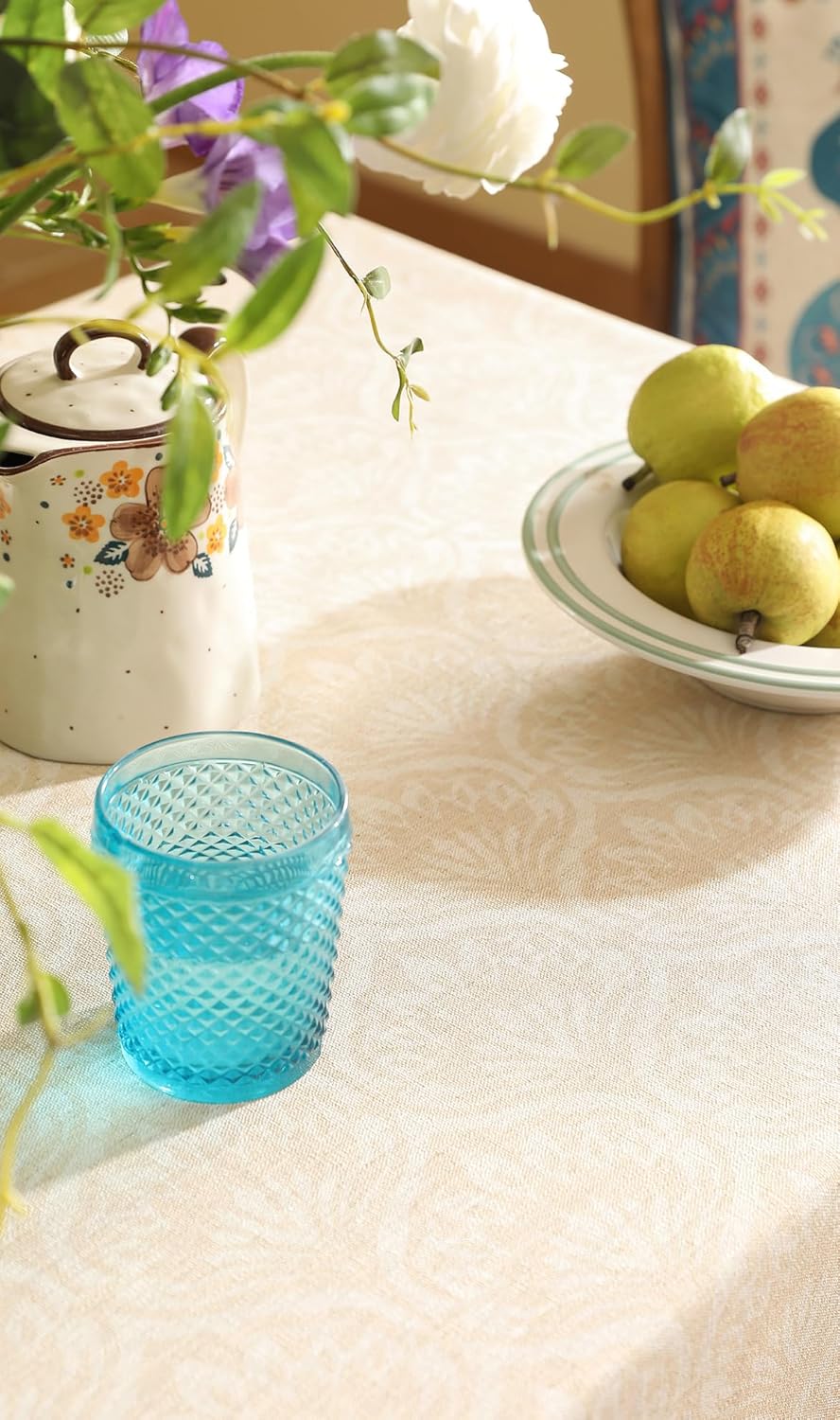 Vintage Beige Linen Extra Long Rectangle Tablecloth,Paisley Farmhouse Feather Pattern Table Cloth,Decor Table Cover for Kitchen,Dining,Thanksgiving,Christmas,67"*118"-Dorodango F