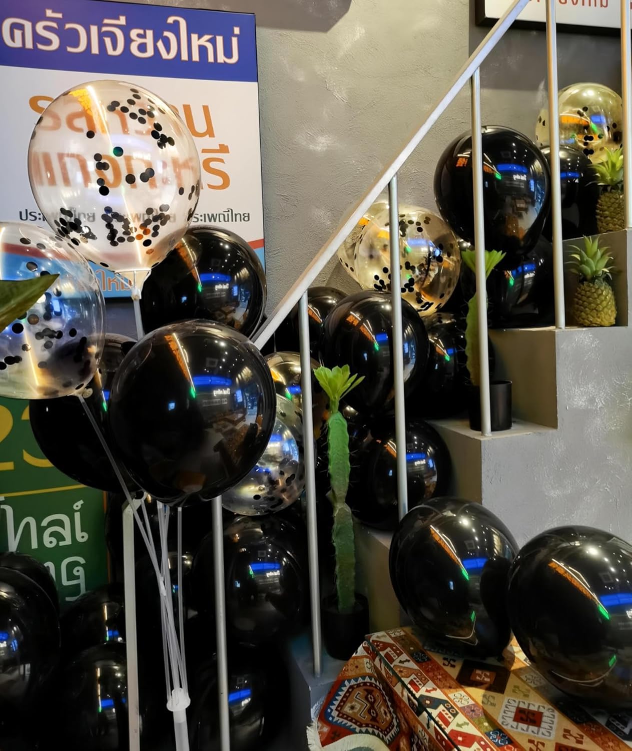 100 Pcs Black Balloons 12 inch and 10 Pcs Black Confetti Balloon Total 110 for Wedding, Graduation, Birthday Party Decoration