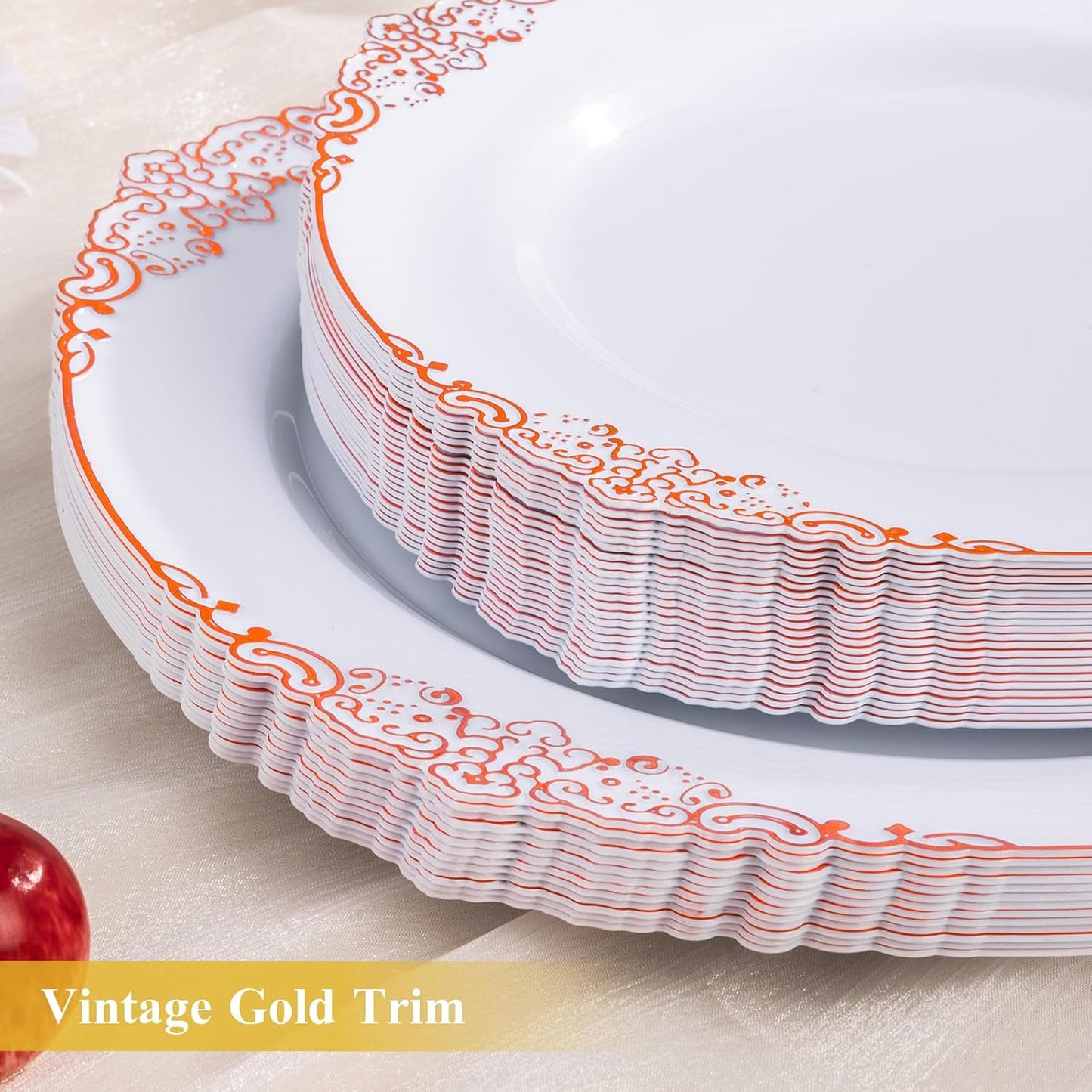 Goodluck 100PCS Rose Gold Plastic Plates – 10.25” Heavy Duty Disposable Dinner Plates & Party Plates for Weddings, Parties, Events – Elegant, Sturdy