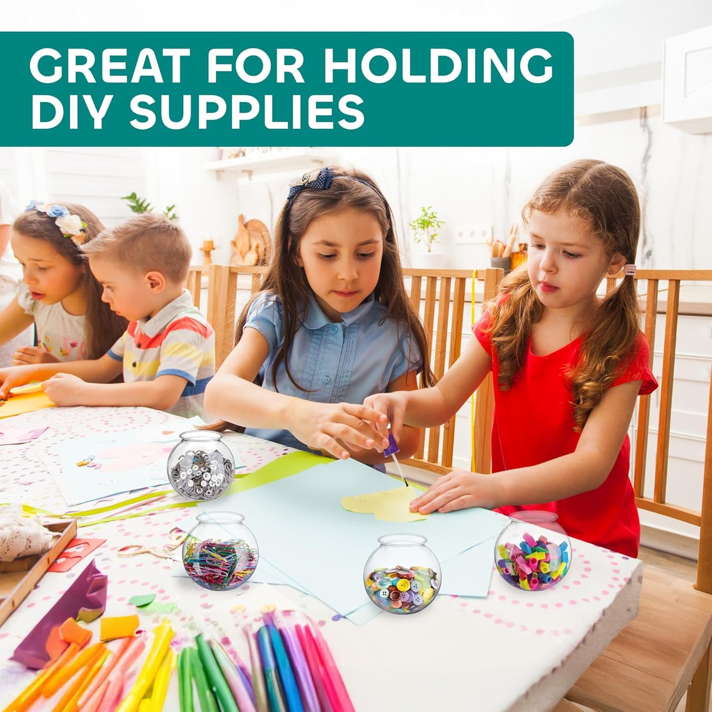 JoyServe 16 Oz Plastic Fish Bowl (12 Pack) 4 Inch Heavy Duty Plastic Ivy Bowls, for Candy, Carnival Games, Prizes, Centerpieces and Party Decoration Supplies, BPA-Free