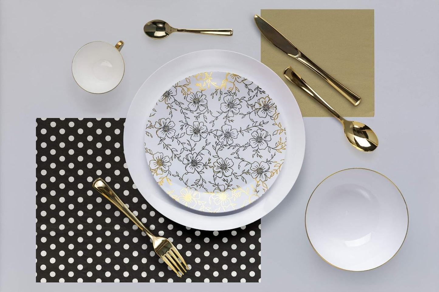 Trendables™ Premium 8 Inch. Disposable Plastic Plates, Food Grade Plastic Salad/Dessert Plates - Versa Design - 40 Pack