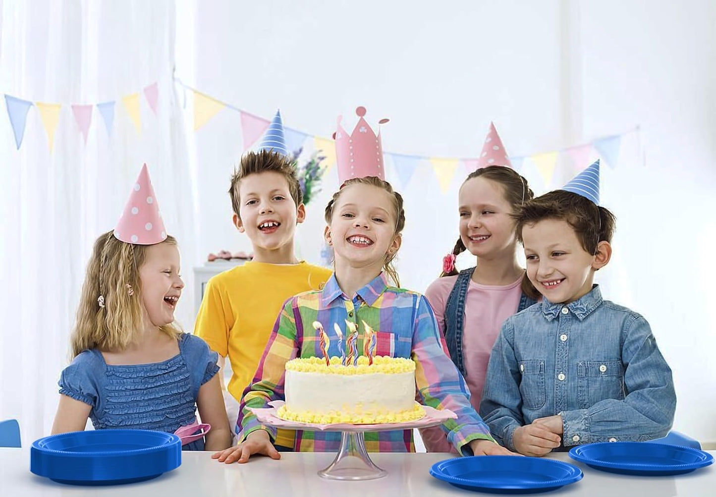 Exquisite Party Solids Dark Blue Plastic Plates For Party 10" Dark Blue Disposable Plates Heavy Duty 100 Pcs Plastic Dinnerware Sets Heavy Duty 350 GSM Disposable Dinnerware Set