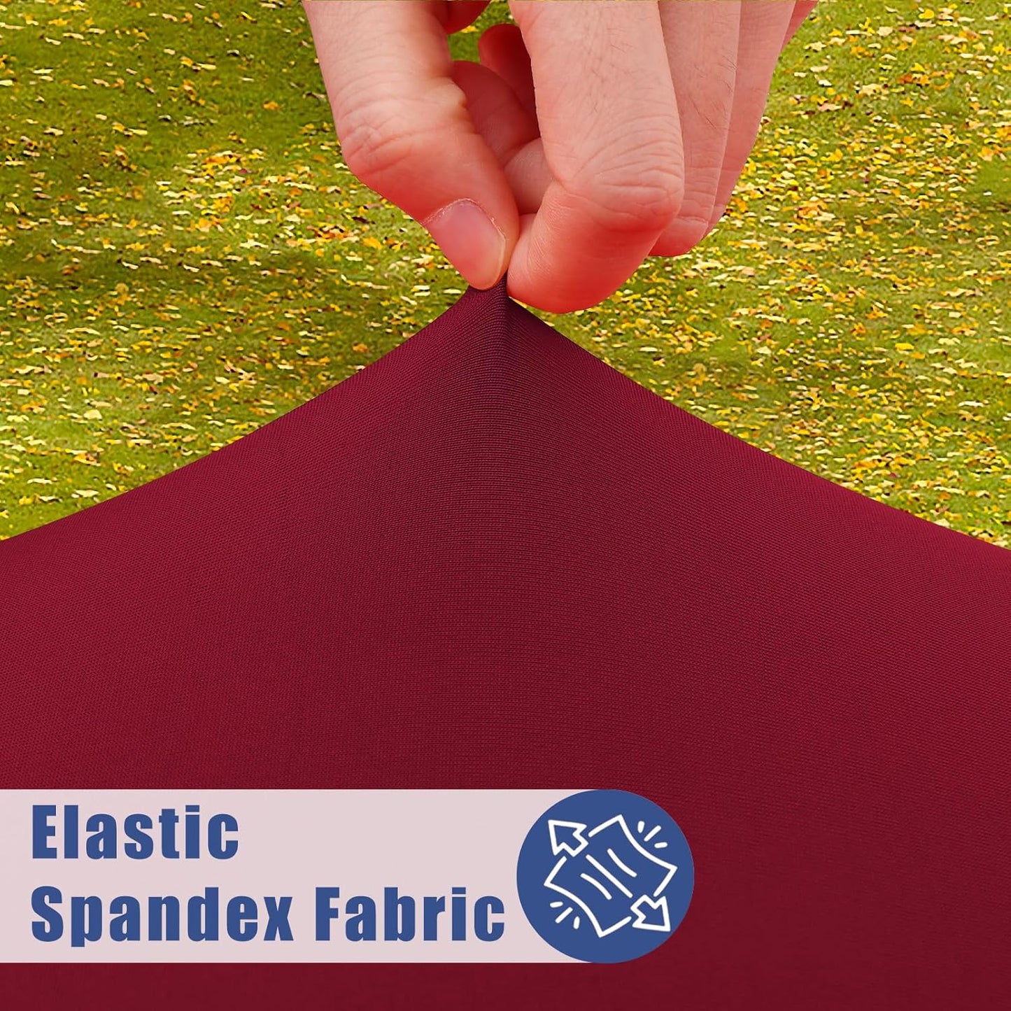 Spandex 8 Foot Rectangle Table Cloth 2 Pack, Elastic Fitted Tablecloths for Picnic, Stretch Washable Patio Table Cover for Outdoor, Camping, Banquet and Parties (Wine Red, 30"x96")