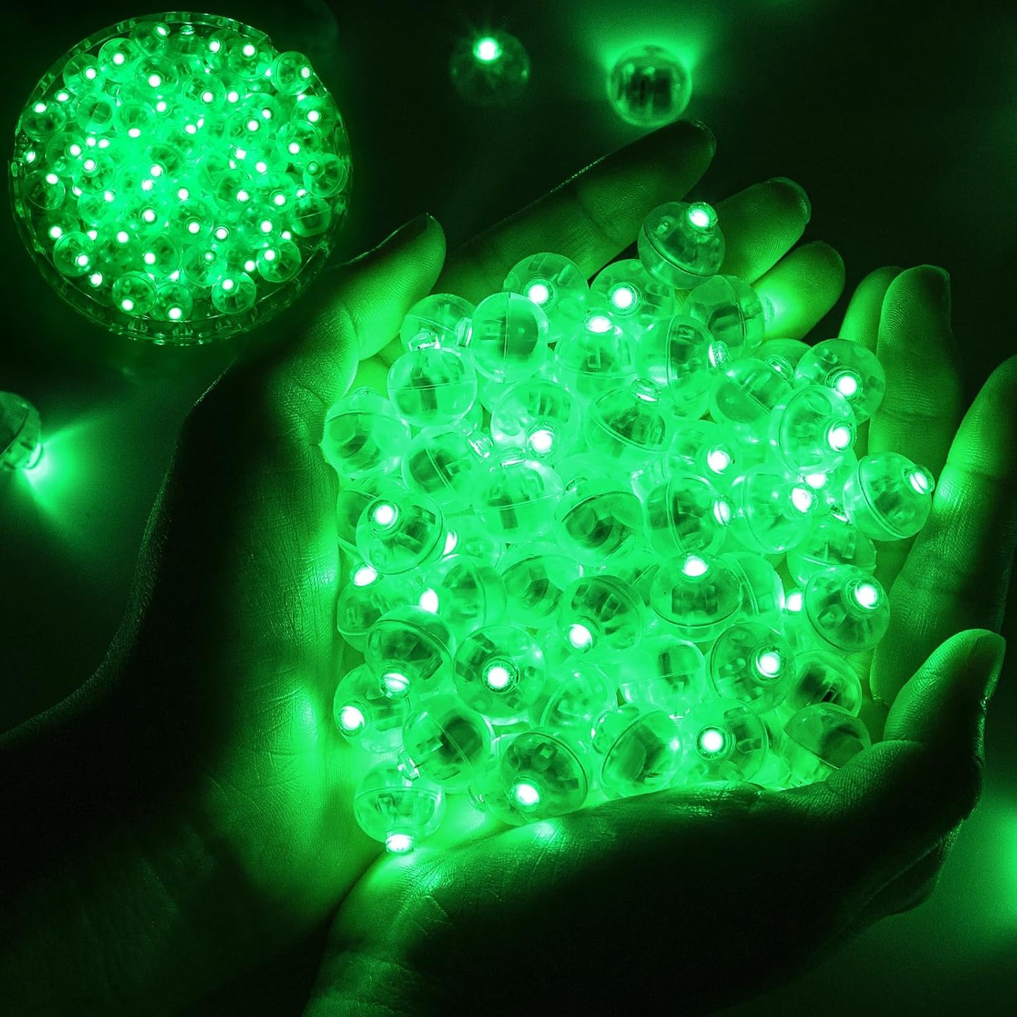 100pcs Balloon Lights Mini Led Lights Round Long Standby Time Multicolor Ball Lamps Paper Lantern Balloons Lamps for Birthday Party Christmas Halloween Decoration Green