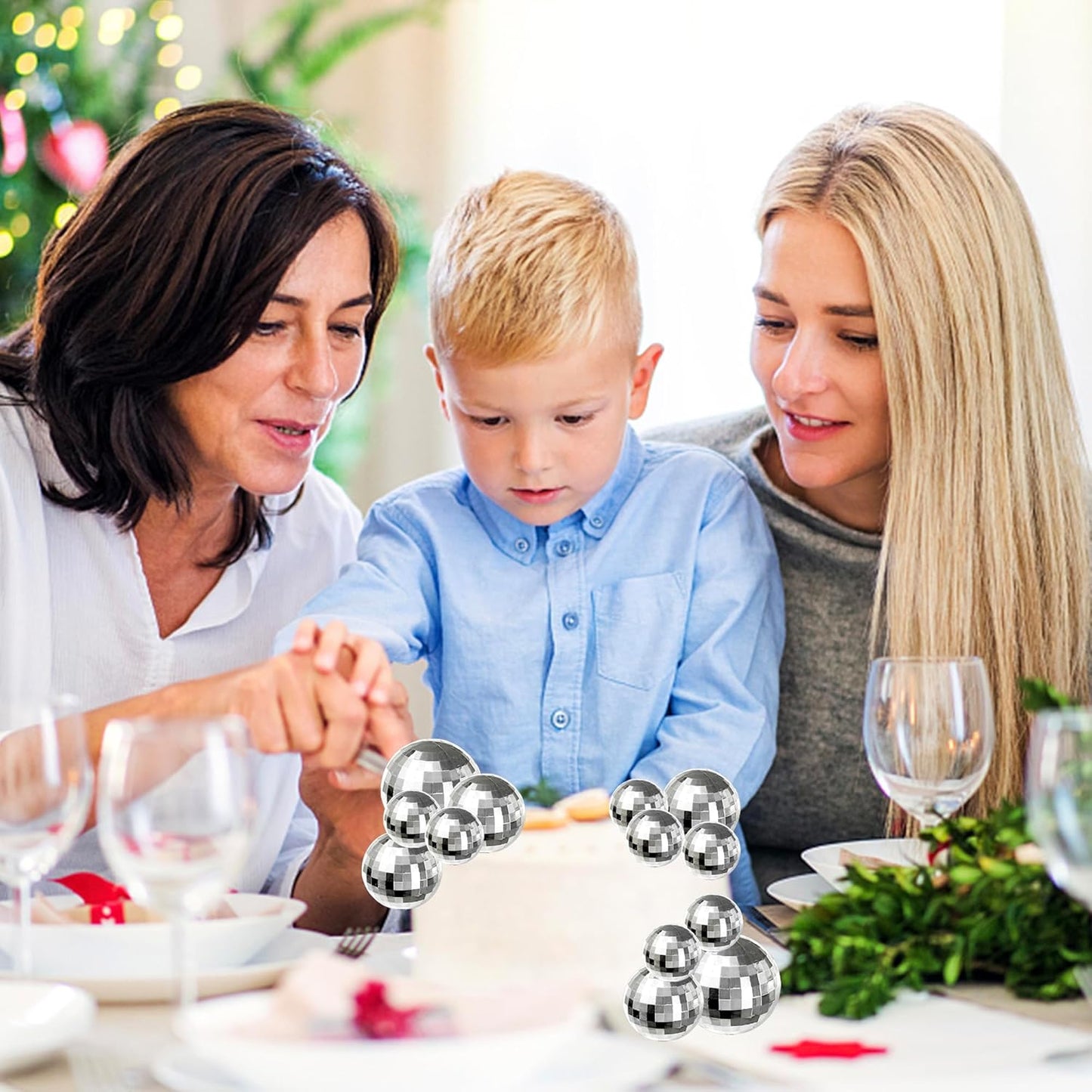 24 PCS Disco Ball Cupcake Toppers Christmas Disco Balls Cake Decorations Glitter Foam Ball DIY Balloons Cake Topper Decoration for Disco Theme Baby Shower Birthday Christmas Party Supplies Silver