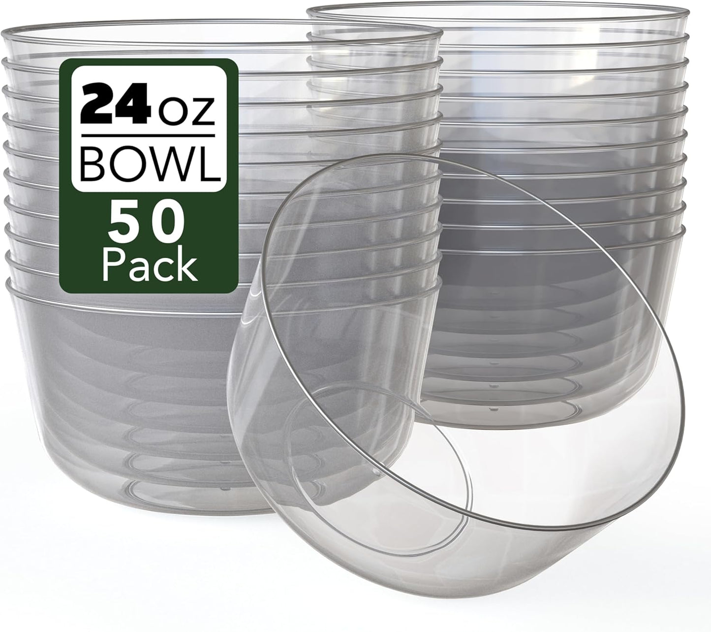 Trendables Plastic Bowls Disposable Bowls 24 Oz Set Of 50 Clear Modern Plastic Serving Bowls Perfect For Parties And Events
