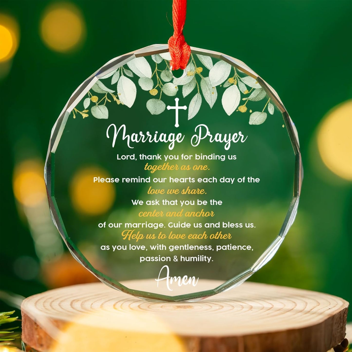 Christian Wedding Gifts for Couple 2025 - Marriage Prayer Religious Wedding Gift for Newlyweds, Married Couples Anniversary, Bride, Groom - Mr & Mrs Decor, Bridal Shower Gift - Glass Ornament (MP2)