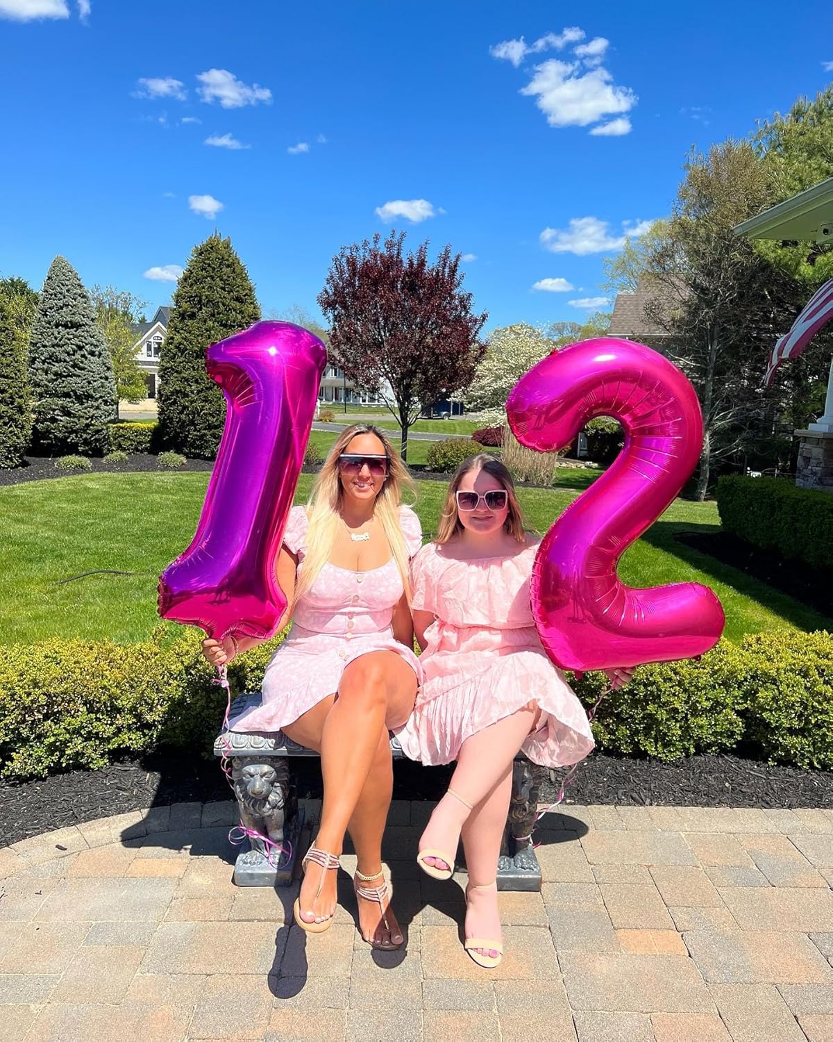 Hot Pink Number 12 Balloons 40 inch, 12 Number Balloons, 12th Birthday Decorations for Girls 12 Year Old Hot Pink Party Supplies