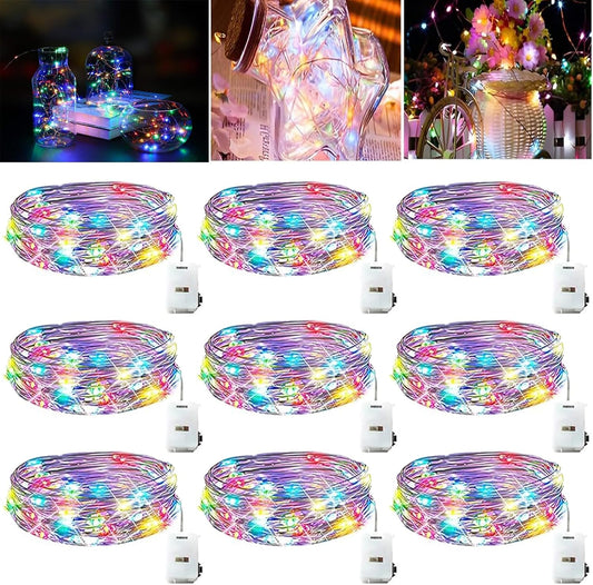 LED Fairy Lights Battery -9 Pack 2M/20 LEDs Mini Fairy Lights with Battery,LED Lighting Battery Operated Decoration for Bottle,Christmas Tree Wedding Balcony Party Decoration