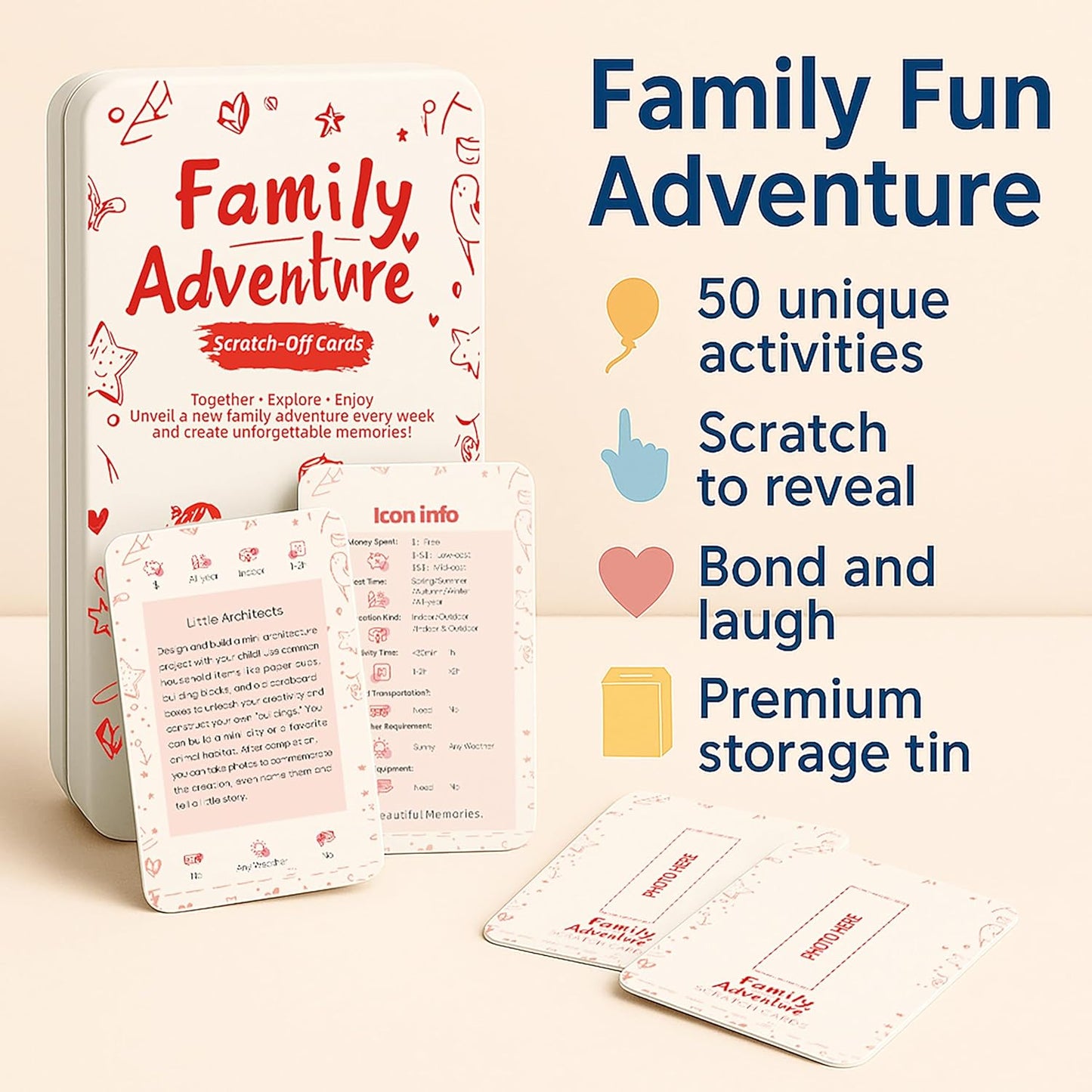 Family Card Game – Scratch-Off Challenge Party Game for Adults & Kids Interactive Trivia, Tasks & Icebreaker Activities Fun Board Game Alternative for Game Night, Travel
