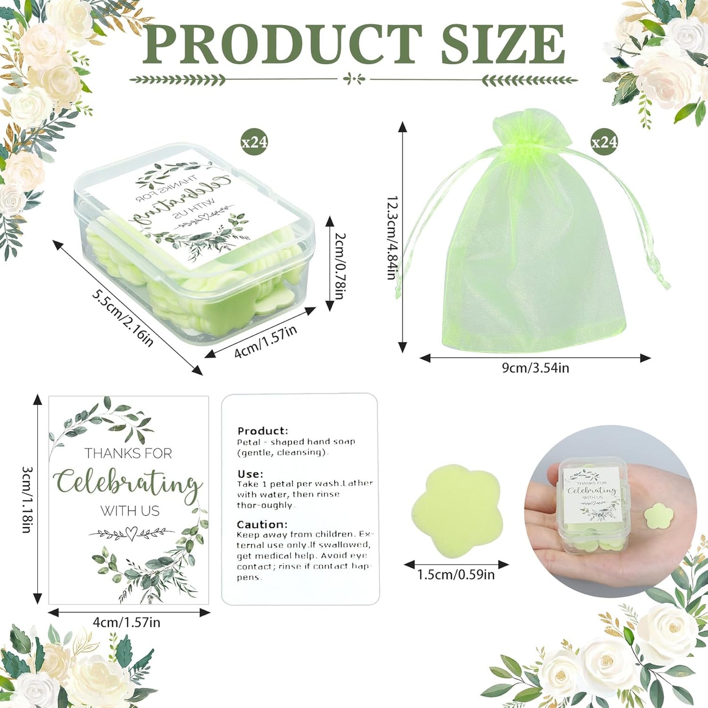 24 Pcs Fresh Off The Market Bridal Shower Soap Party Favors - Shes Off The Market Bridal Shower Bachelorette Party, Green Wedding Favors Gifts Supplies for Guests