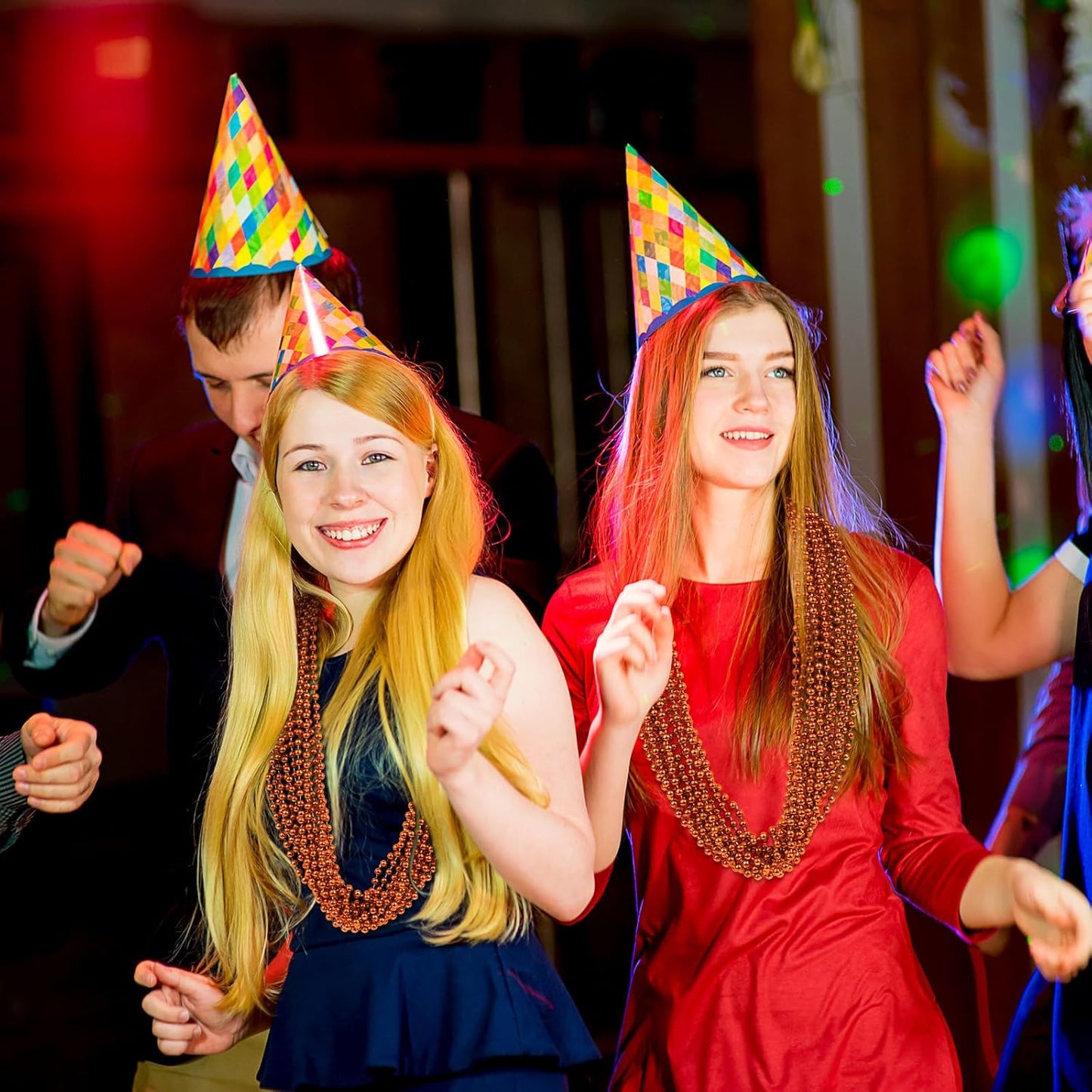 SHAOQINLIN 144 PCS Orange Bead Necklace, Orange Mardi Gras Beads, Halloween Necklaces, 33 Inch Party Beads Necklace Round Beaded Necklace for Mardi Gras, Christmas, Halloween