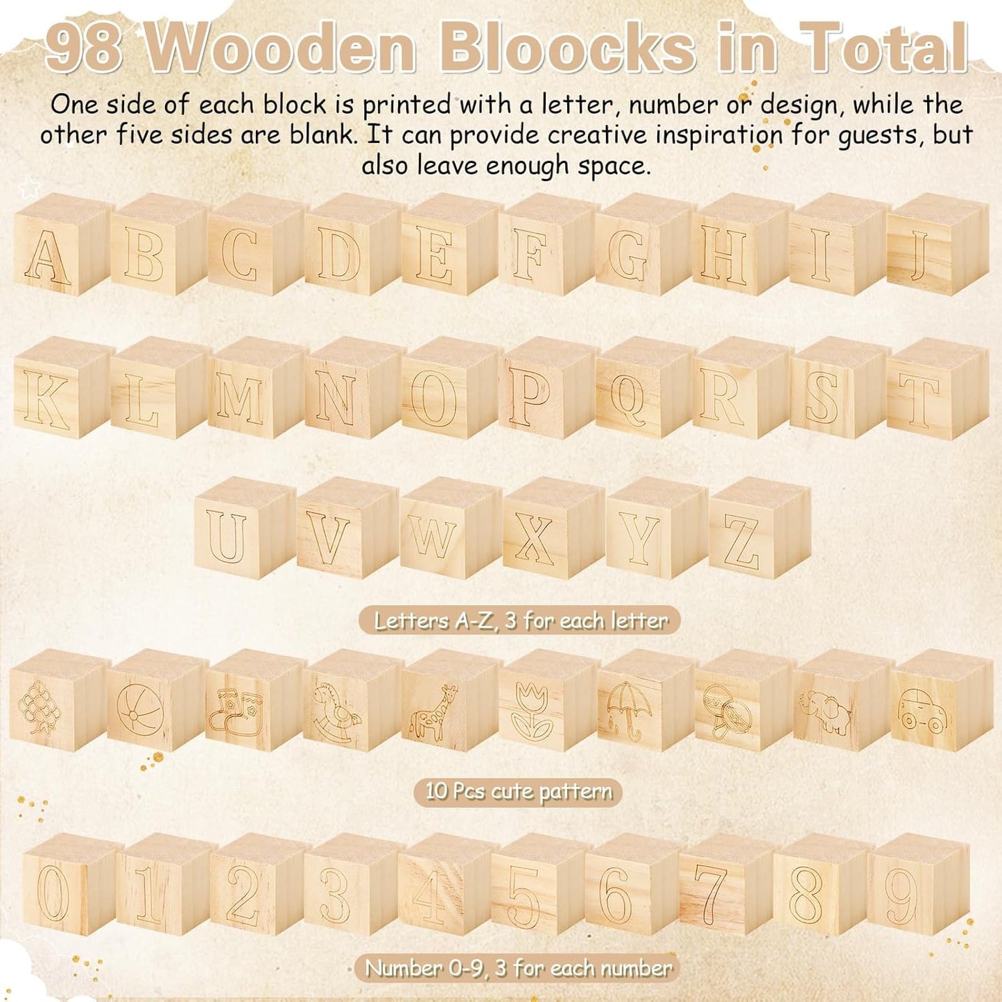 Marsui 136 Pcs Baby Shower Blocks to Decorate Game Kit Includes 98 Wooden Blocks, 36 Markers, 1 Game Sign, 1 Storage Box for Baby Shower Gender Reveal Activity Party Decorations(Cloud)