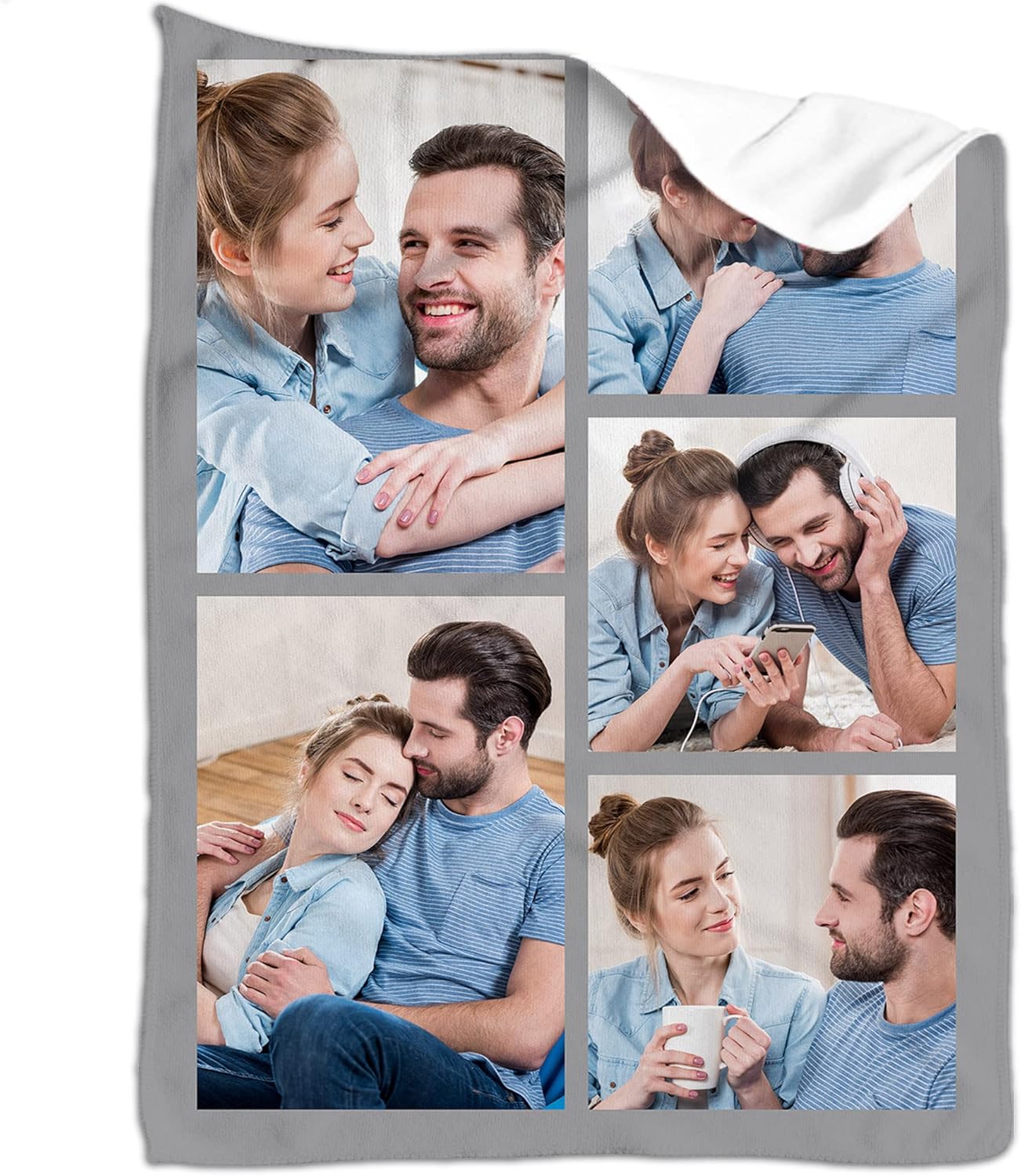 Custom Blanket with Photos Personalized Picture Throw Blankets Gifts for Women Lover Friend Customized Picture Gifts Flannel Blanket Christmas Anniversary Birthday Wedding 60"X80" Made in USA