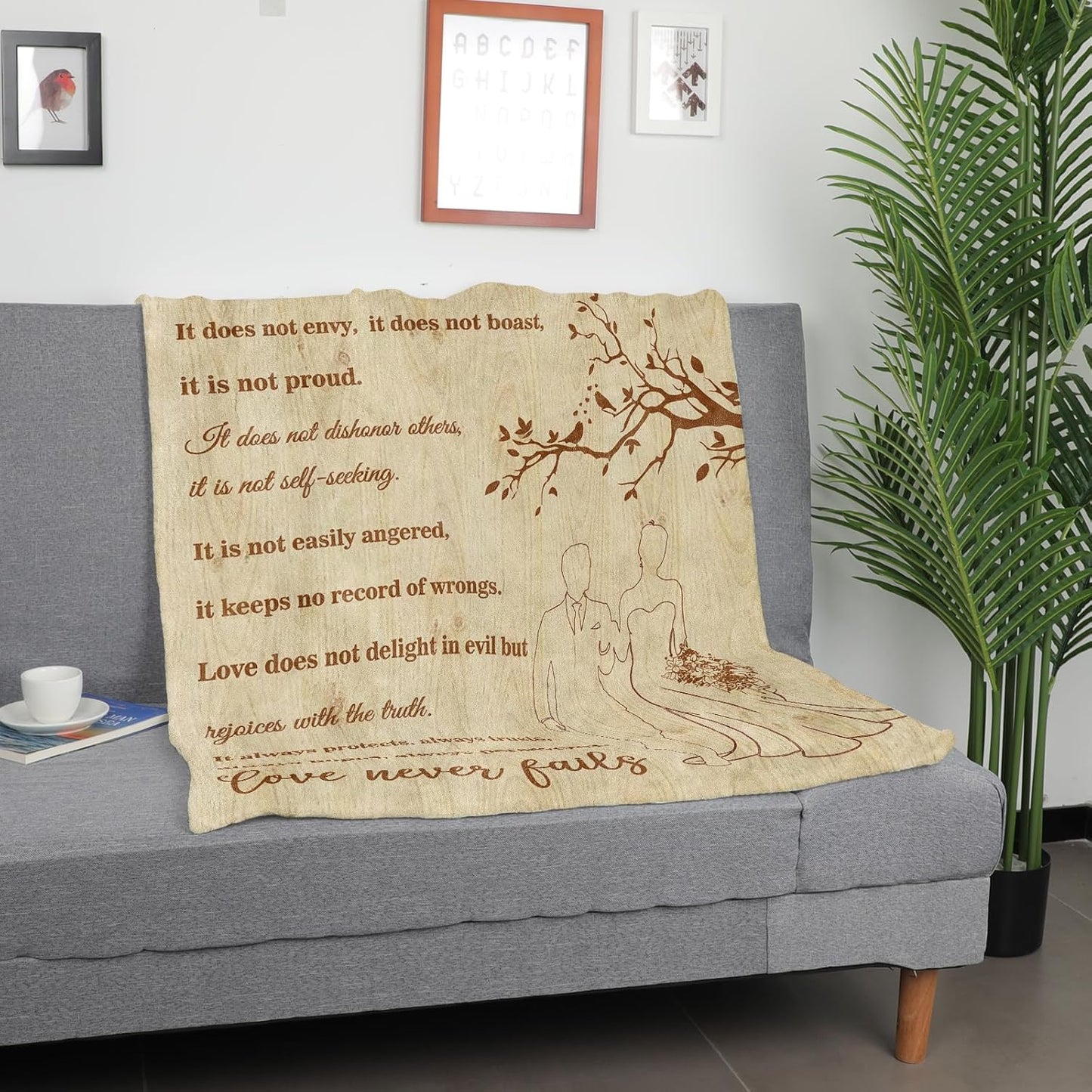 Wedding Gifts for Couples 2025 Soft Blanket, Bridal Shower Gifts for Bride to Be, Anniversary Romantic Gifts for Her, Wedding Gifts for Newlyweds Wedding Throw Blanket 60 * 80, Wooden