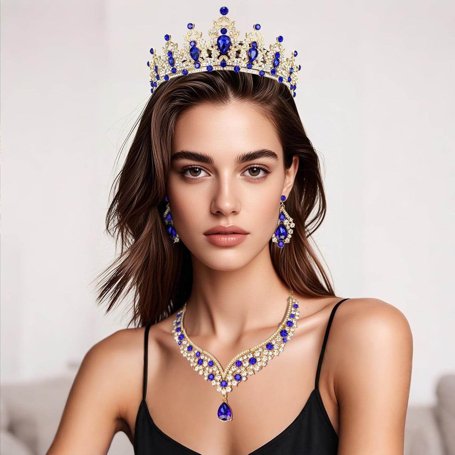 Crowns and Tiaras jewelry sets for Wedding princess birthday party Halloween Prom Pageant Jewelry for Women Crystal Bridal Jewelry Set for women