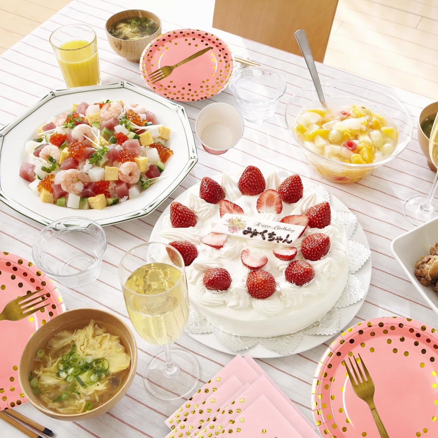 Sveikie160 Pcs Pink And Gold Paper Plates, Birthday Cake Party Plates And Napkins, Wedding Disposable Utensils For Birthday Graduation Wedding And Holiday Celebrations Serves 40 (Pink)