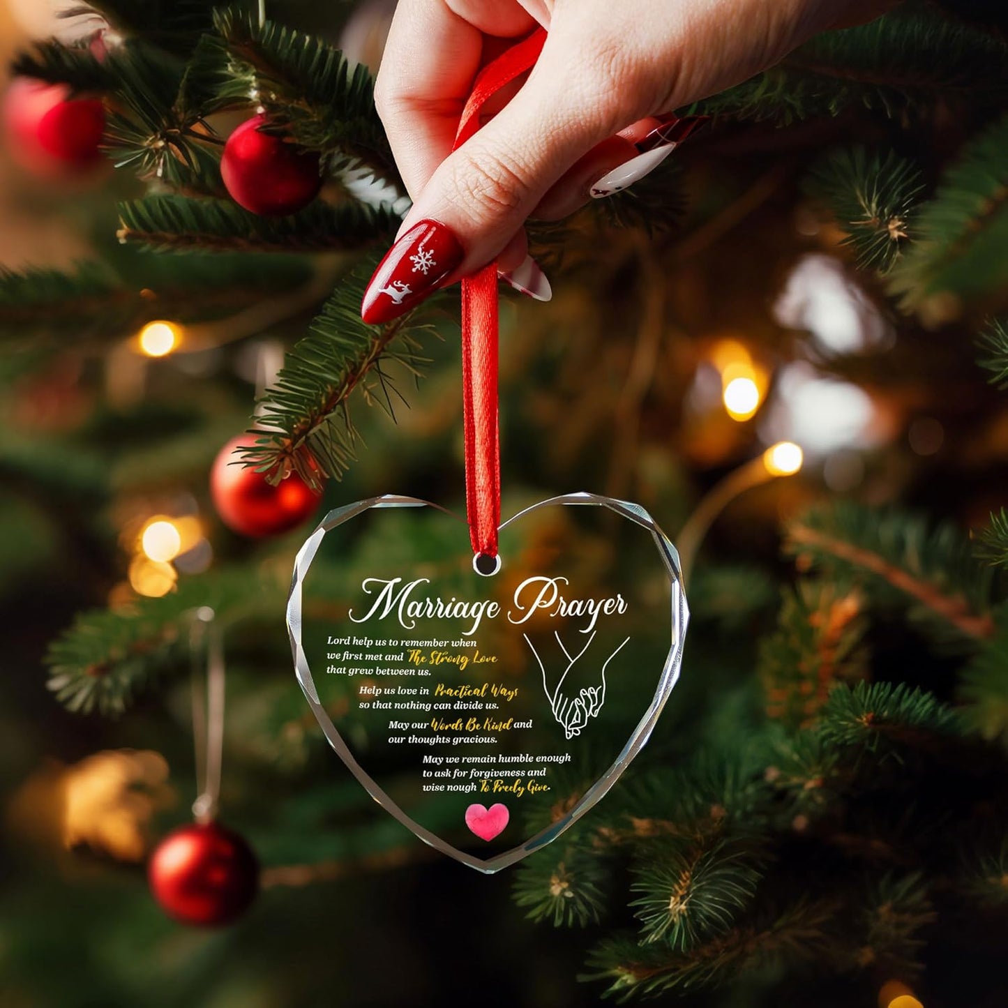 Christian Wedding Gifts for Couple 2025 - Marriage Prayer Religious Wedding Gift for Newlyweds, Married Couples Anniversary, Bride, Groom - Mr & Mrs Decor, Bridal Shower Gift - Glass Ornament (MP4)